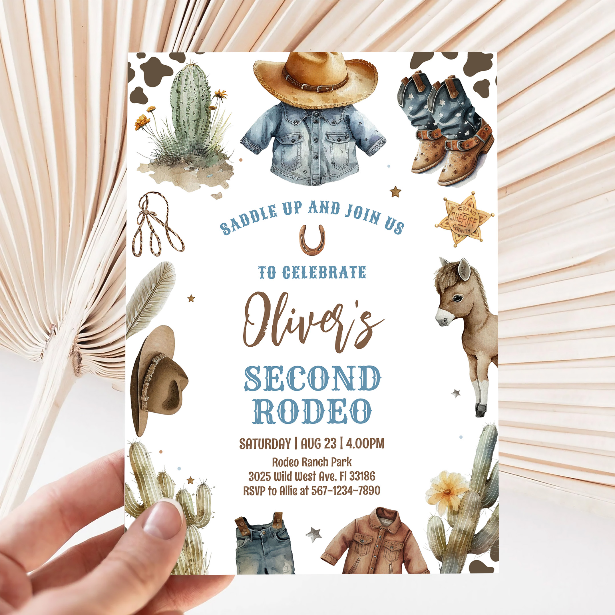 Cowboy Second Rodeo Western Ranch Birthday Invitation - Image 5