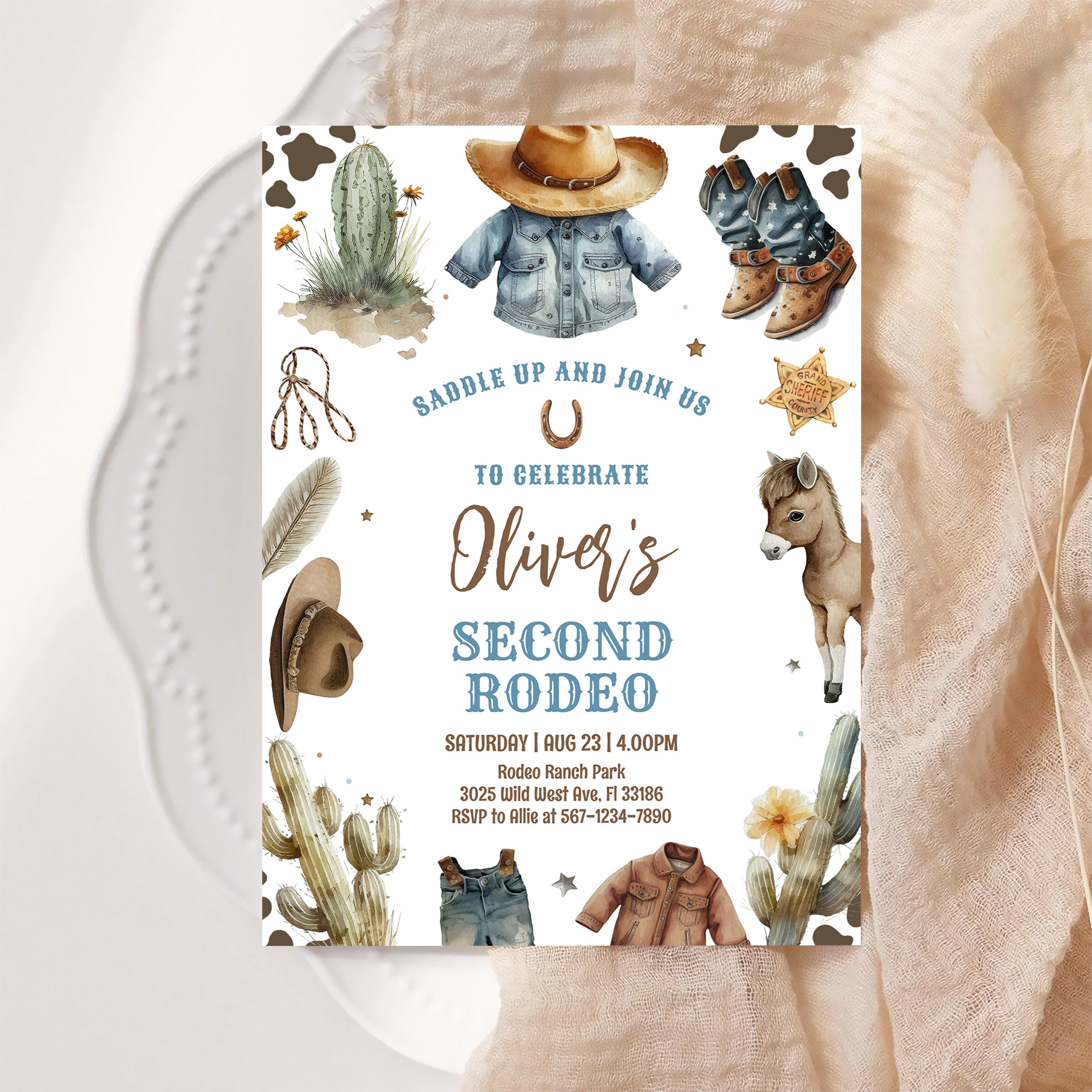 Cowboy Second Rodeo Western Ranch Birthday Invitation - Image 6
