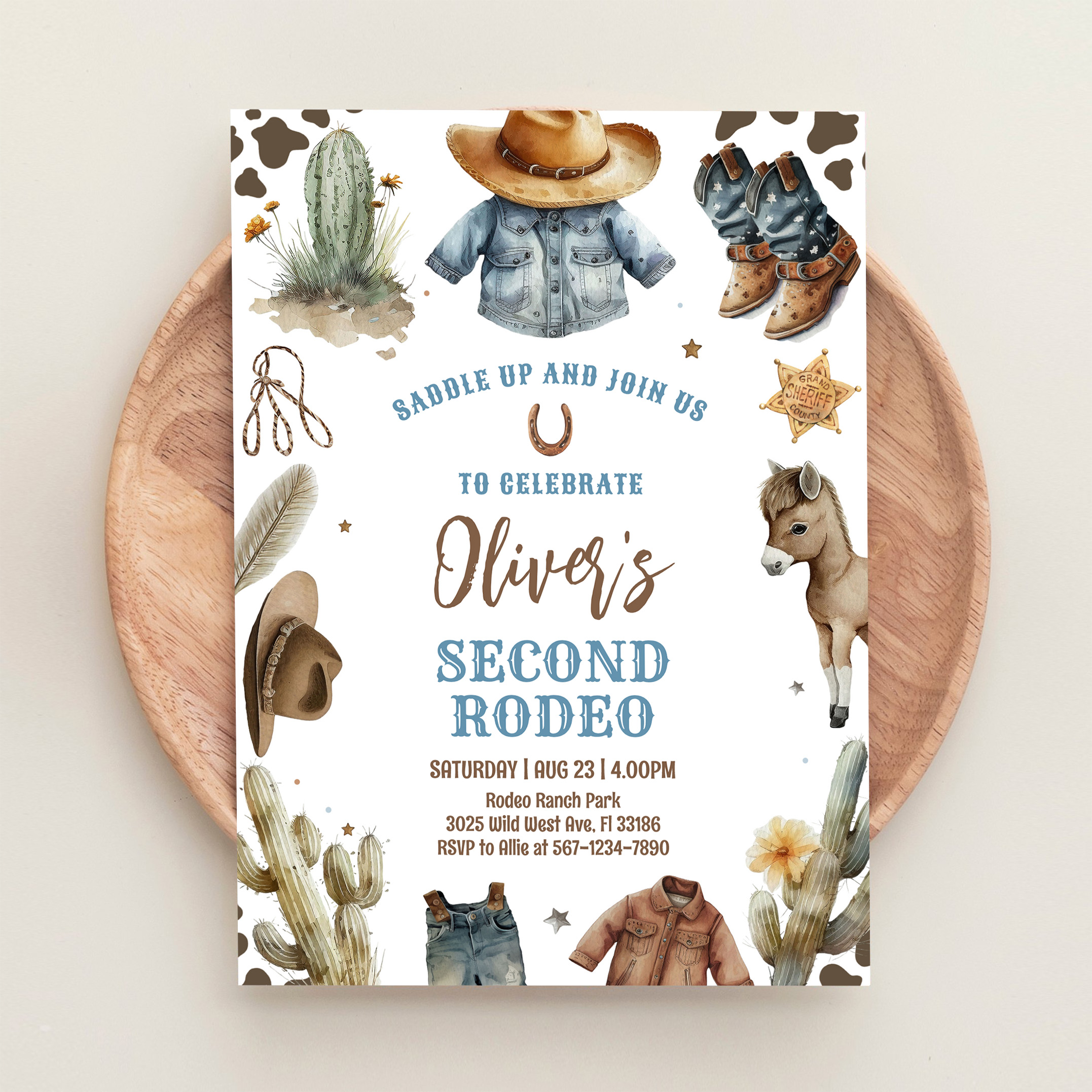 Cowboy Second Rodeo Western Ranch Birthday Invitation - Image 7