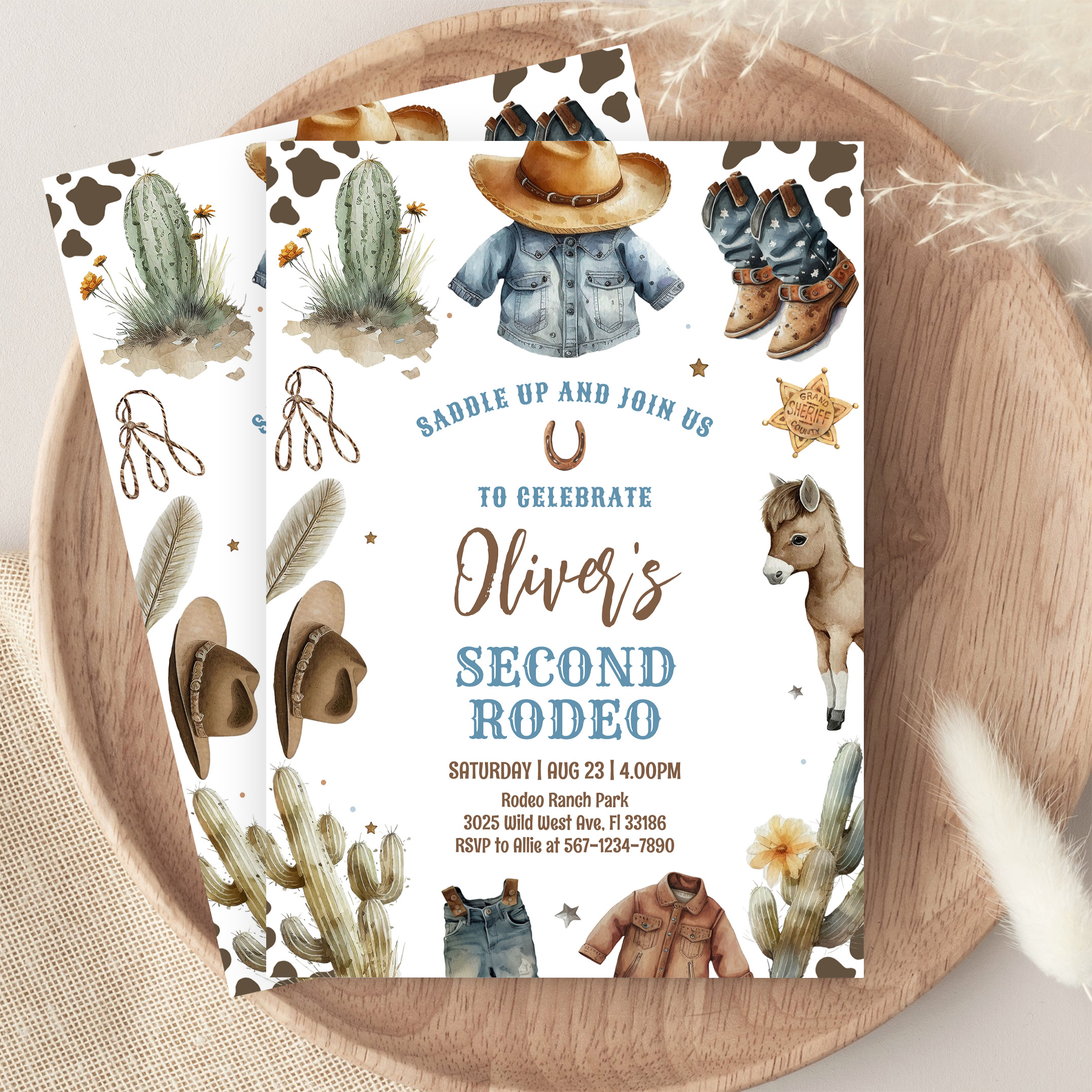 Cowboy Second Rodeo Western Ranch Birthday Invitation - Image 9