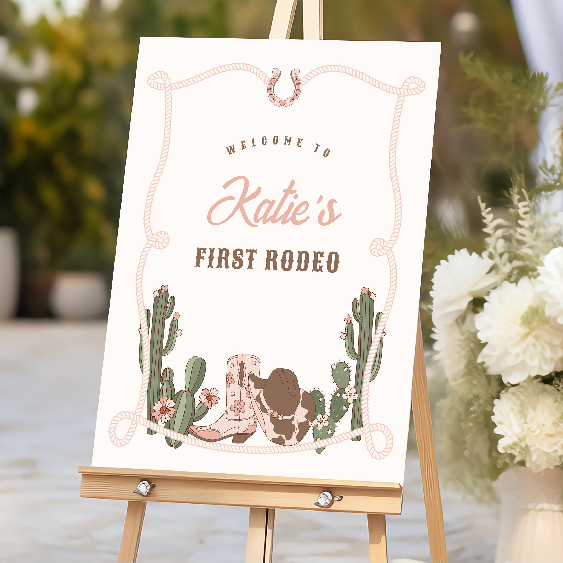 Cowgirl First Rodeo Wild West Ranch Welcome Sign