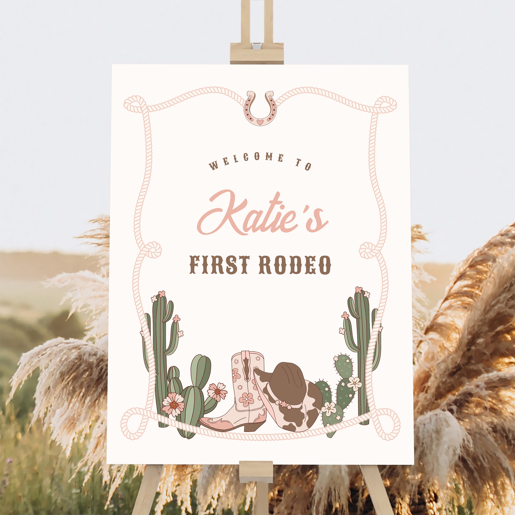 Cowgirl First Rodeo Wild West Ranch Welcome Sign - Image 2