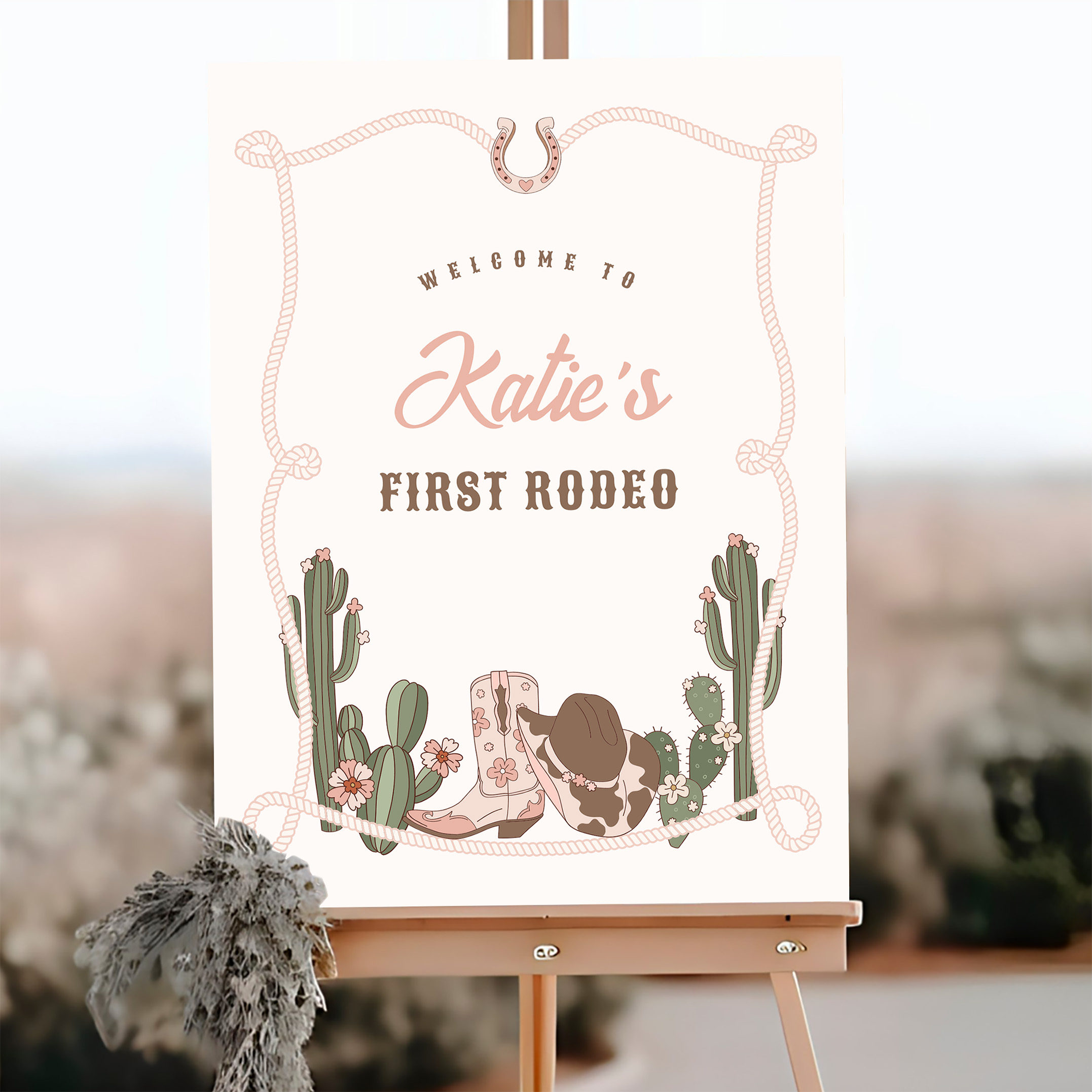 Cowgirl First Rodeo Wild West Ranch Welcome Sign - Image 3