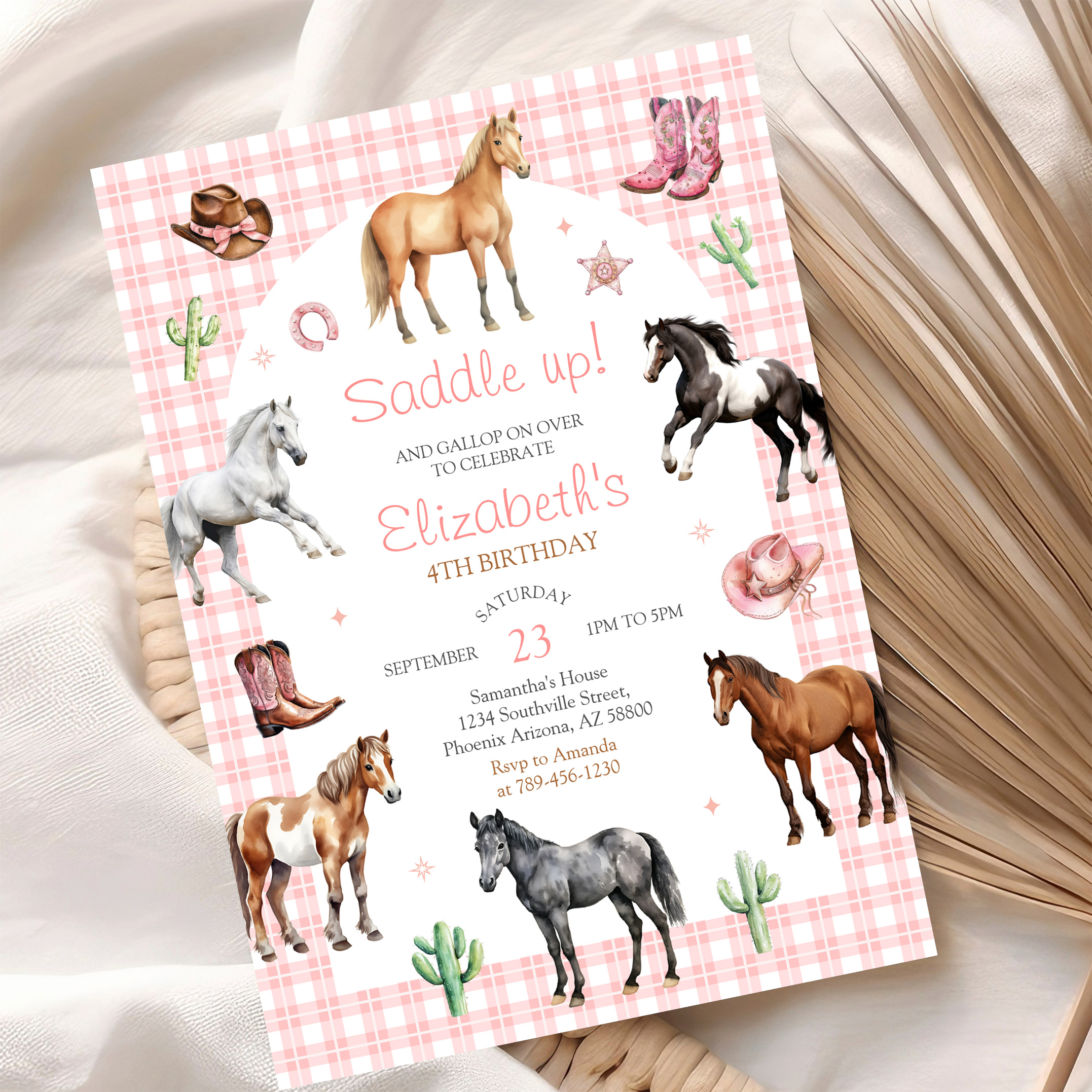 Cowgirl Horse Pink Birthday Invitation - Image 10
