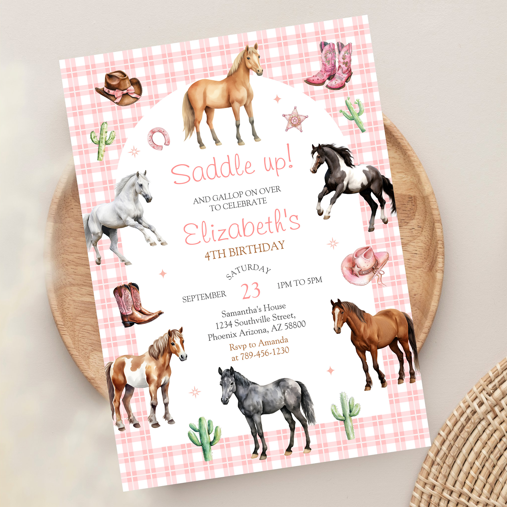 Cowgirl Horse Pink Birthday Invitation - Image 13