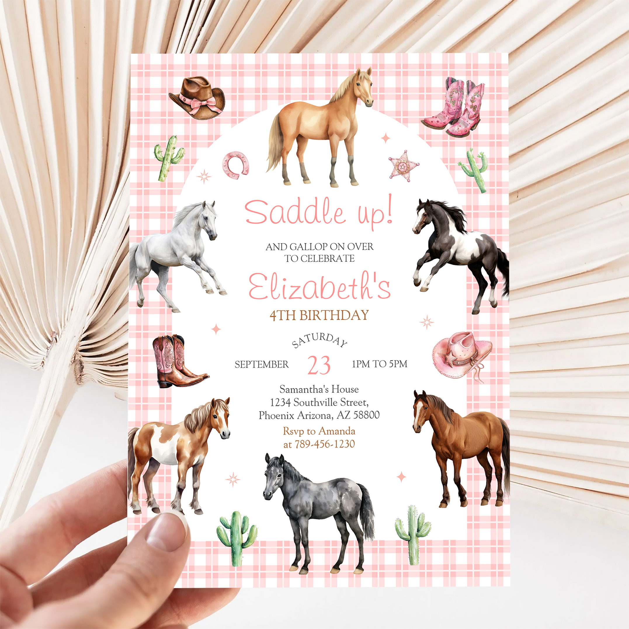 Cowgirl Horse Pink Birthday Invitation - Image 5