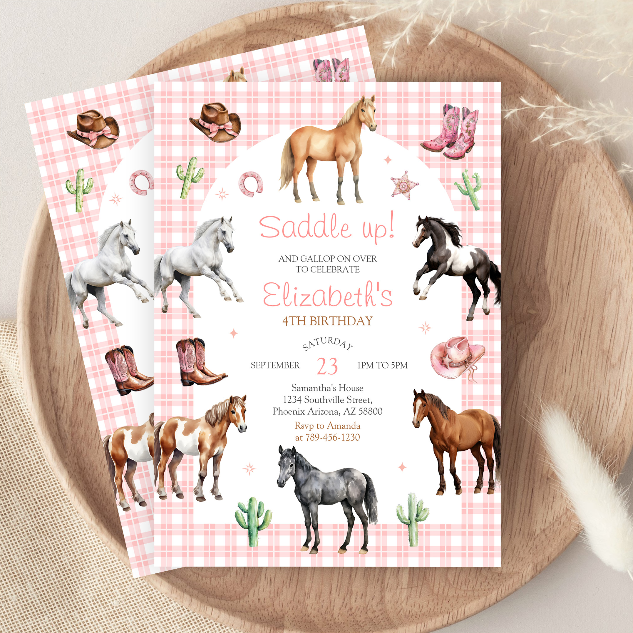 Cowgirl Horse Pink Birthday Invitation - Image 9