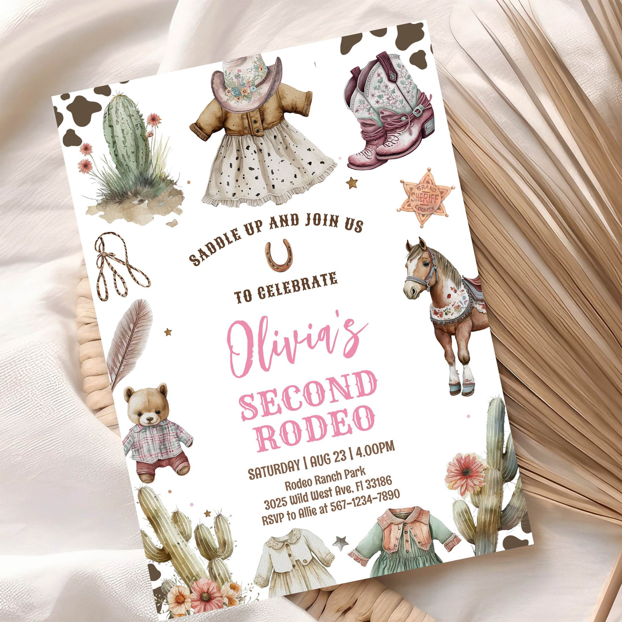 Cowgirl Second Rodeo Pink Country Western Birthday Invitation - Image 10