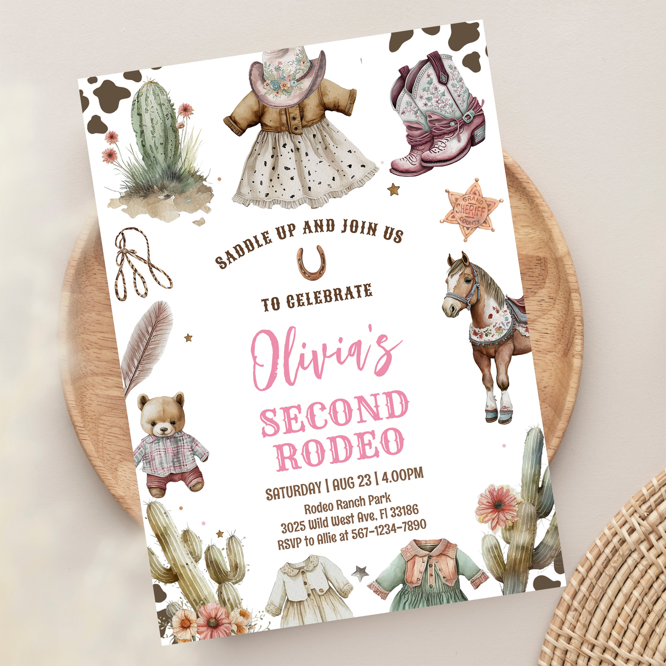 Cowgirl Second Rodeo Pink Country Western Birthday Invitation - Image 13