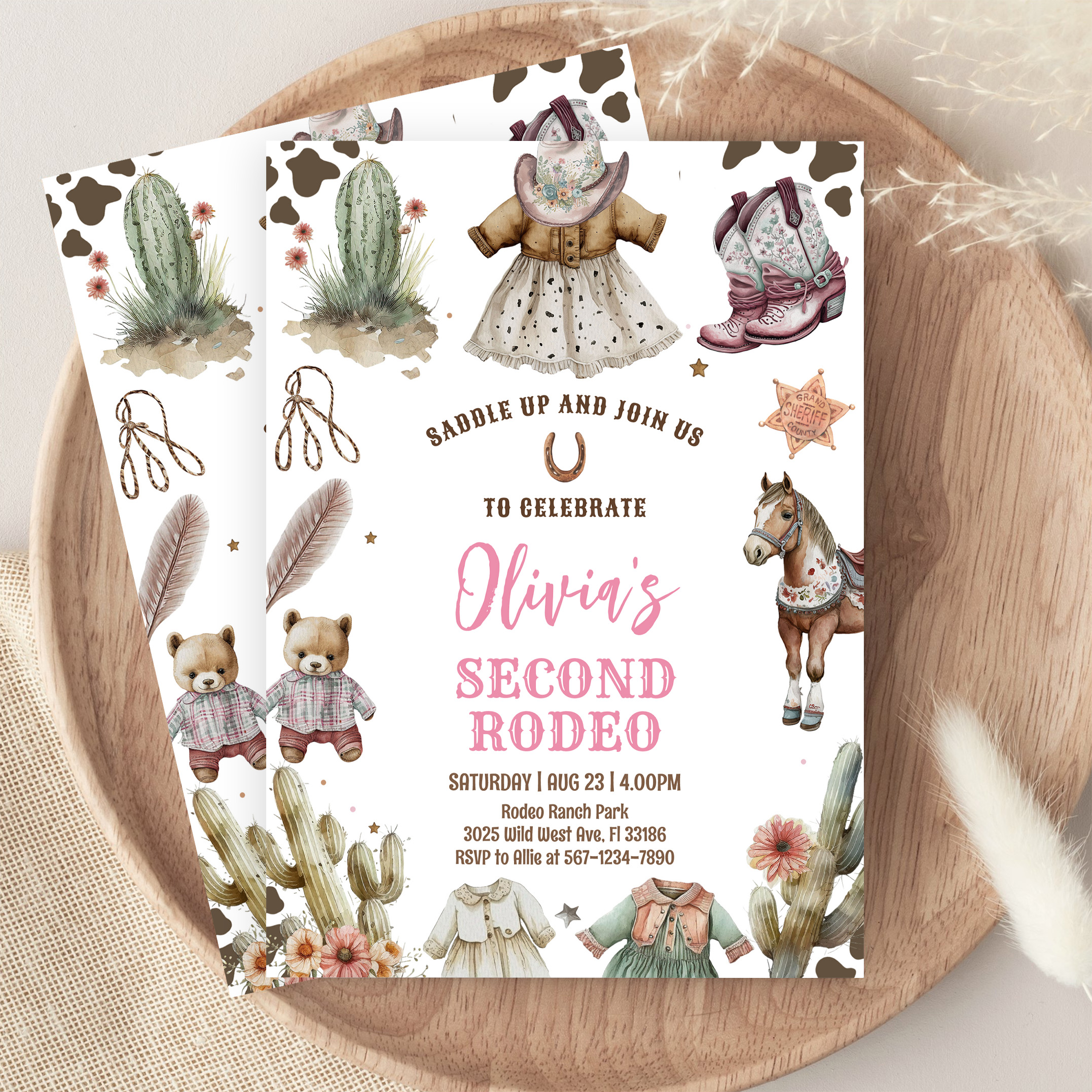 Cowgirl Second Rodeo Pink Country Western Birthday Invitation - Image 9