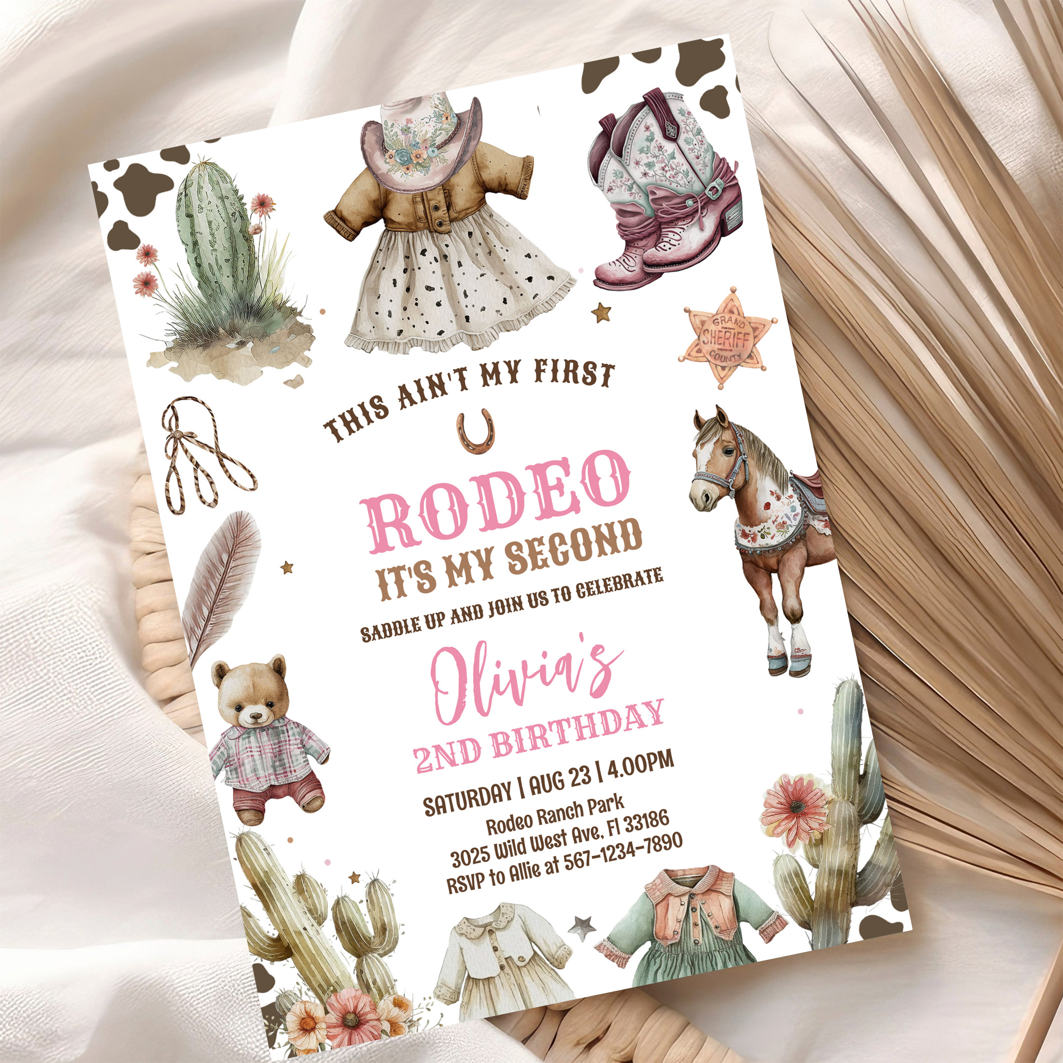 Cowgirl Second Rodeo Pink Country Western Birthday Invitation - Image 10