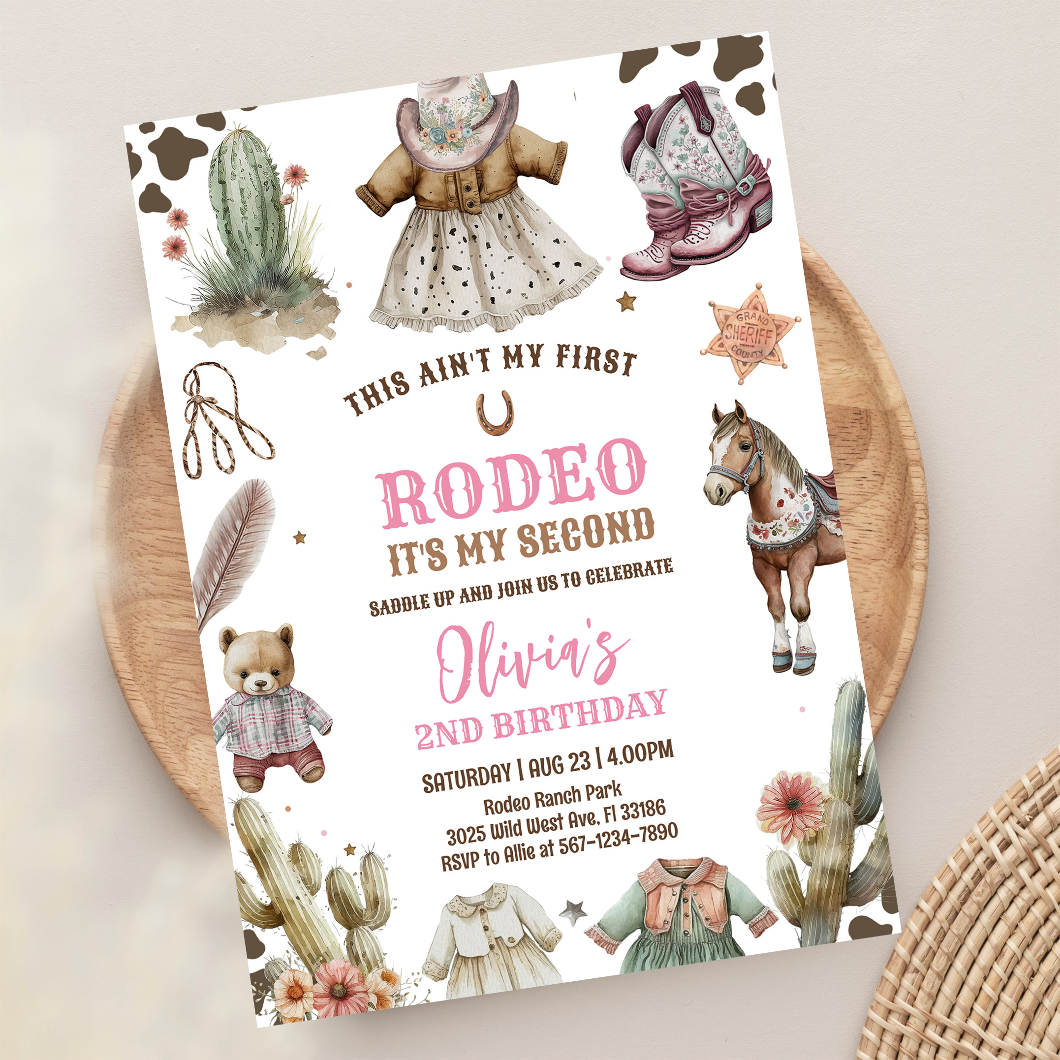 Cowgirl Second Rodeo Pink Country Western Birthday Invitation - Image 13