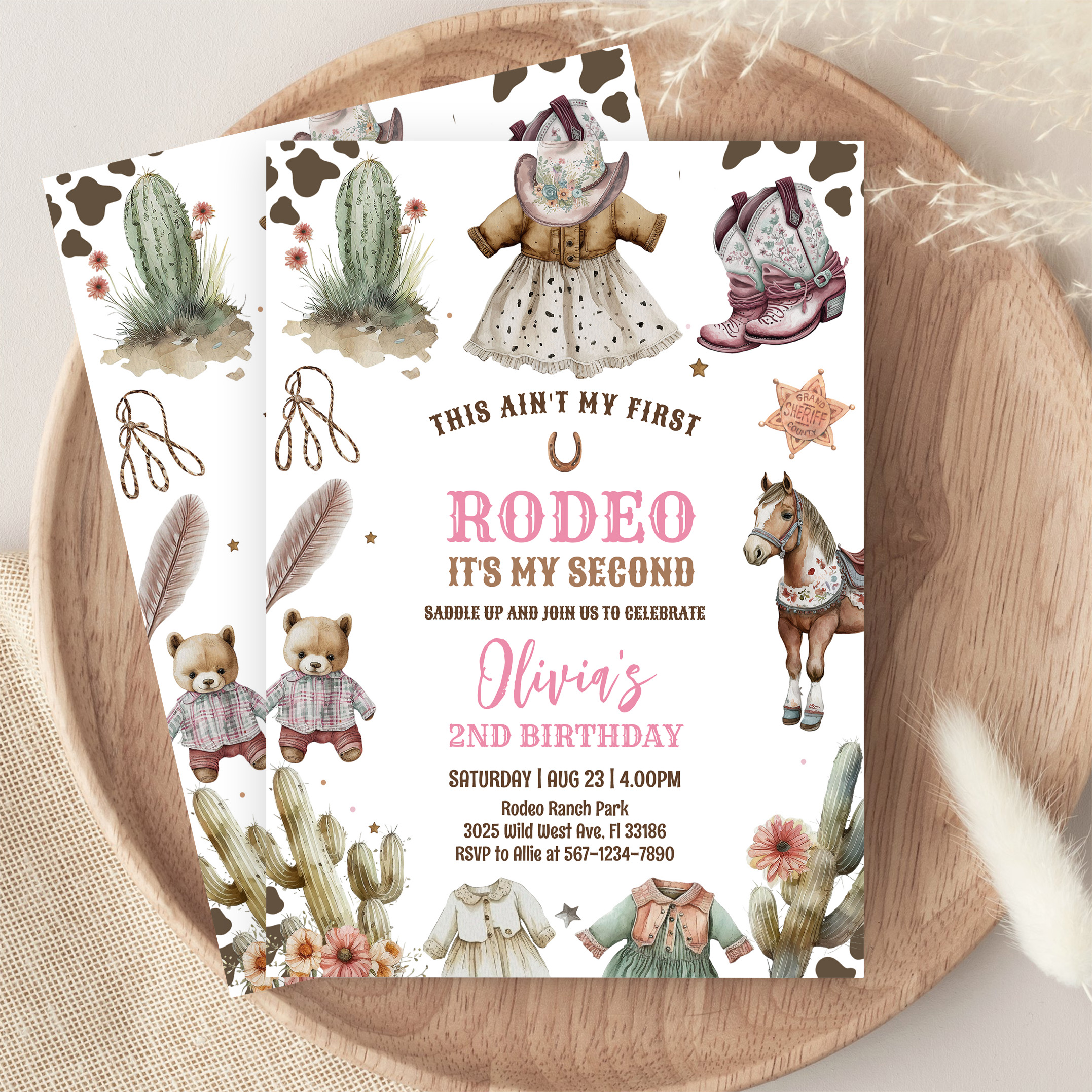 Cowgirl Second Rodeo Pink Country Western Birthday Invitation - Image 9