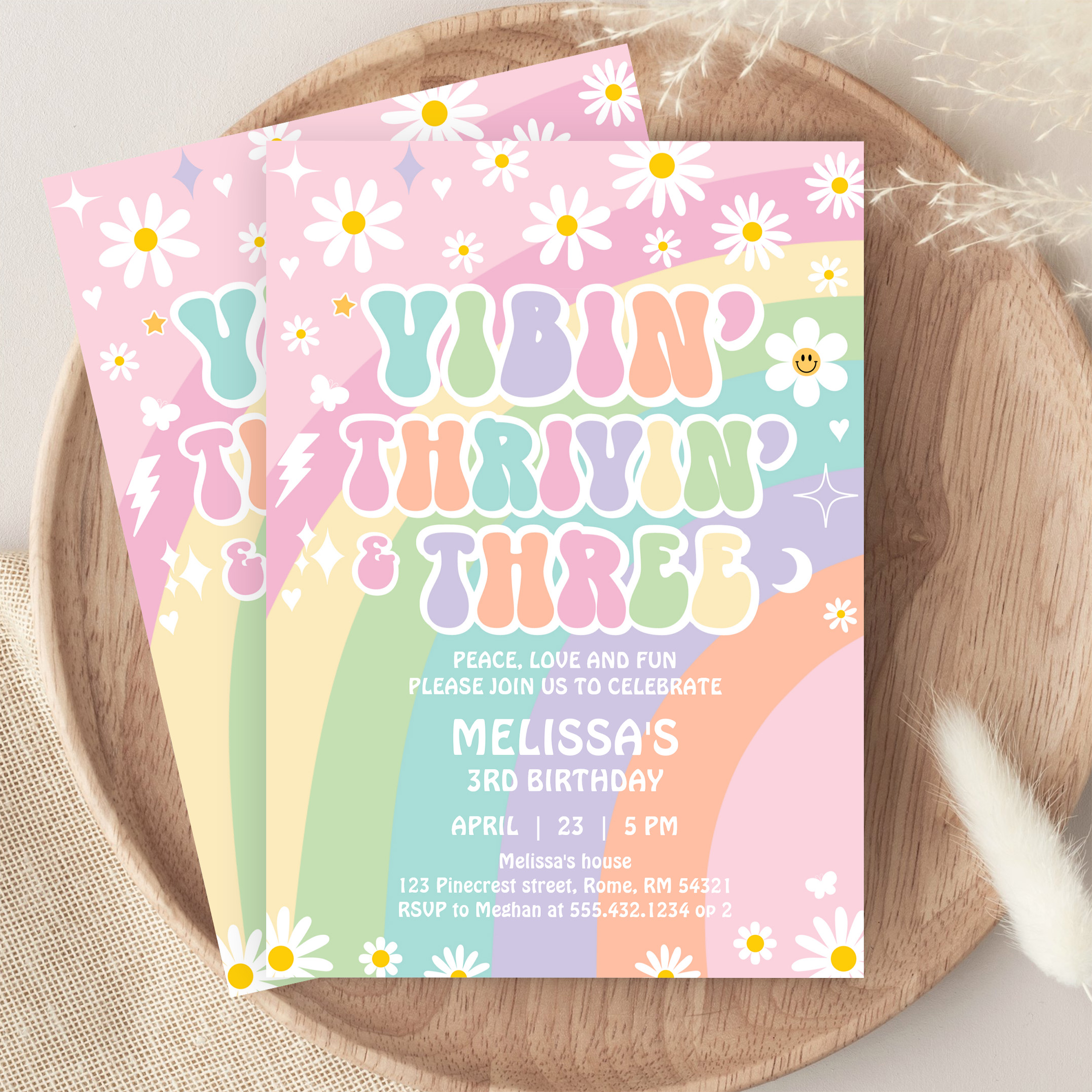 Daisy Vibin Thrivin And Three Groovy 3rd Birthday Invitation - Image 9