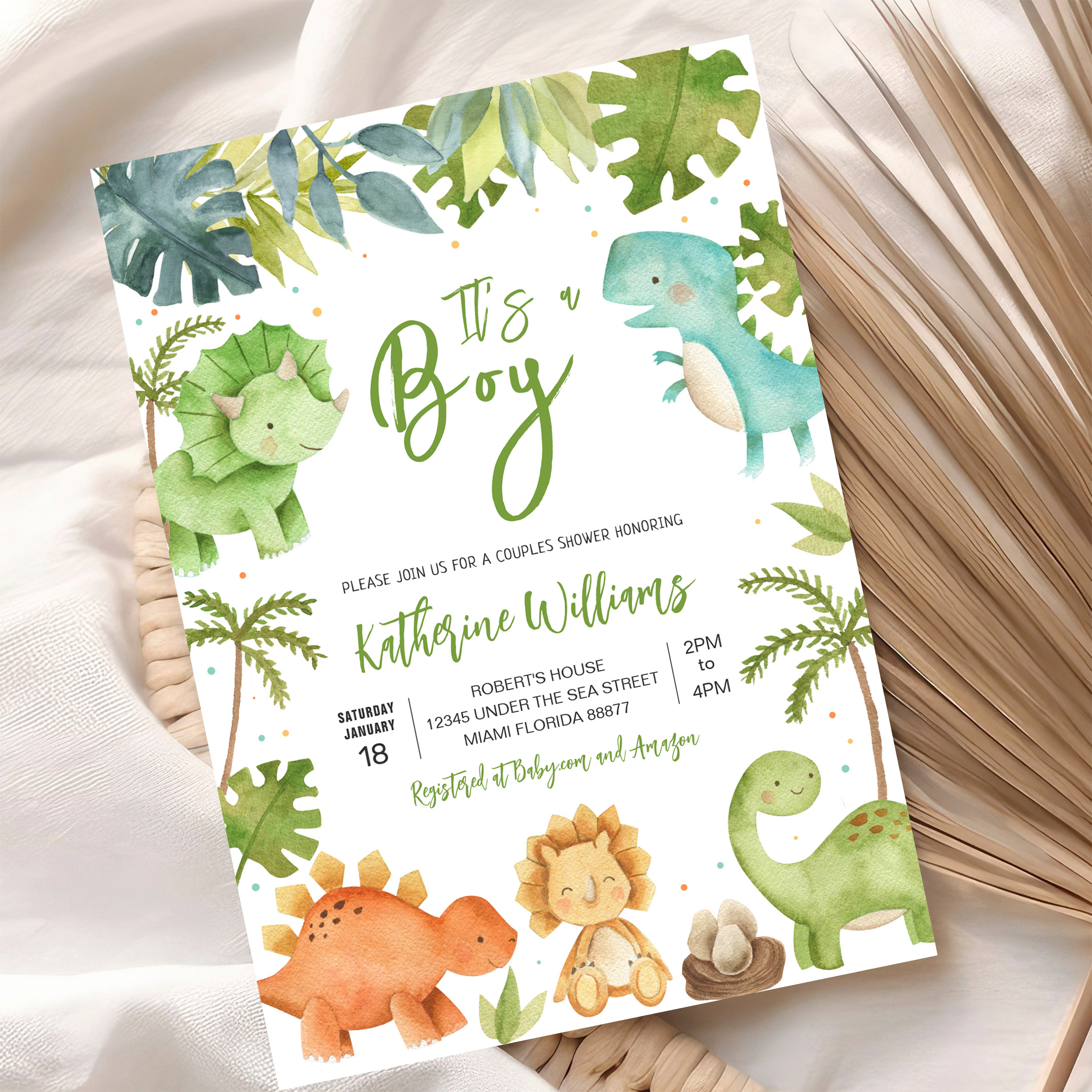 Dinosaur Boy Baby Shower Invitation - Image 10