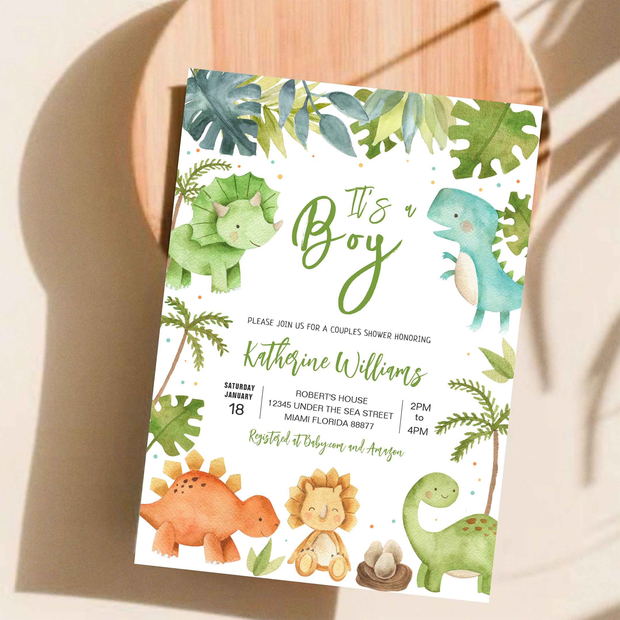 Dinosaur Boy Baby Shower Invitation - Image 11