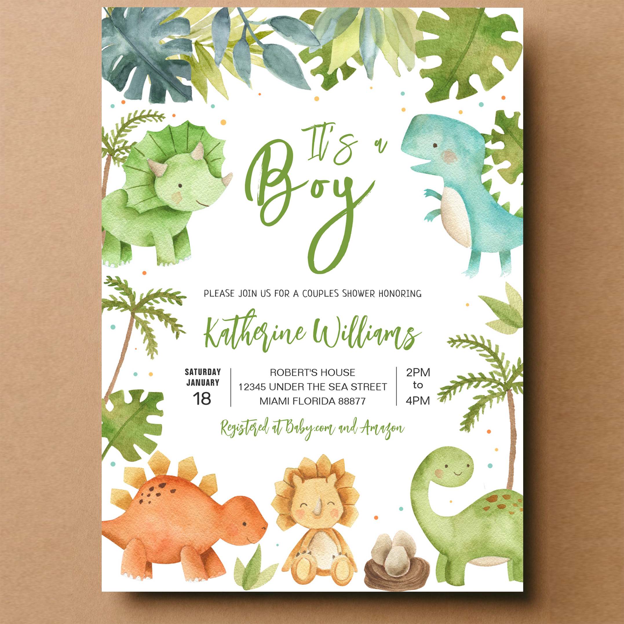 Dinosaur Boy Baby Shower Invitation - Image 14