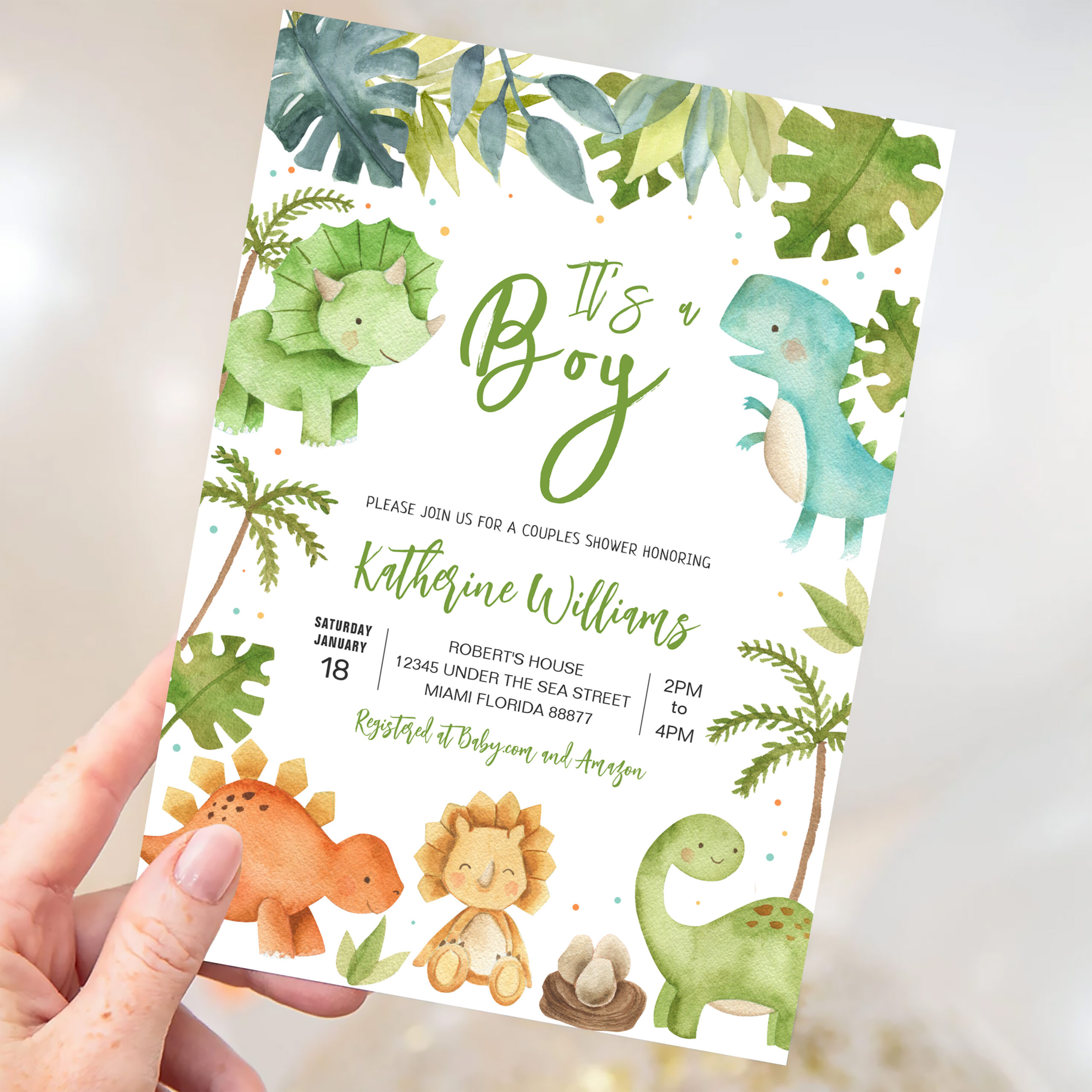 Dinosaur Boy Baby Shower Invitation - Image 3
