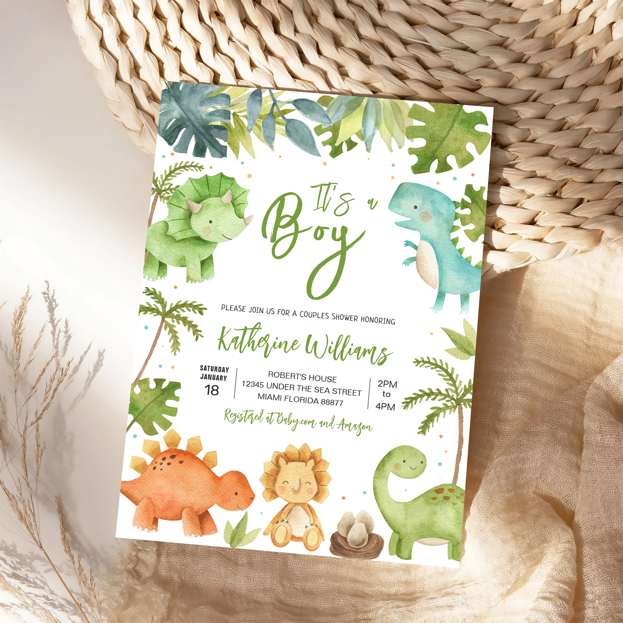 Dinosaur Boy Baby Shower Invitation - Image 4