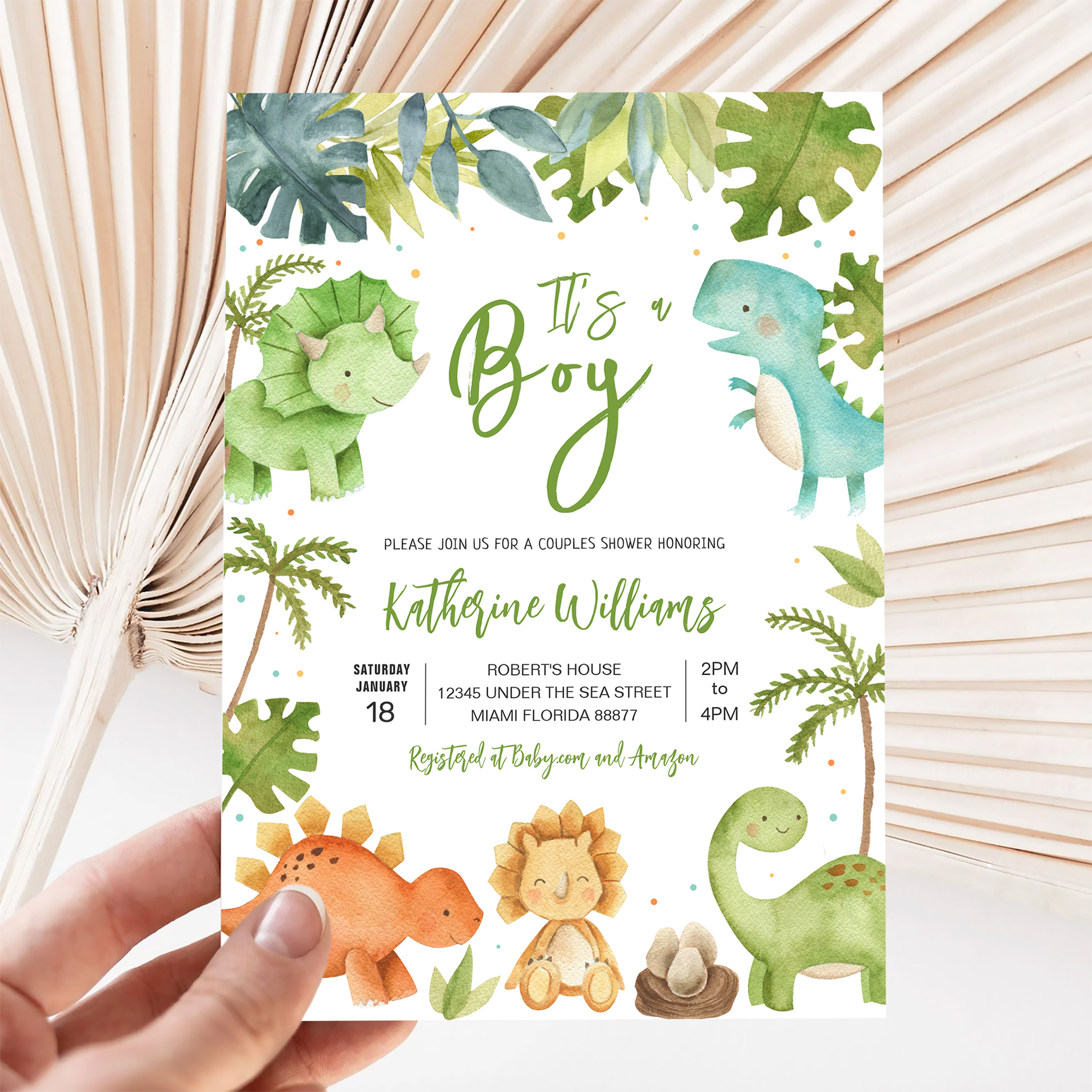 Dinosaur Boy Baby Shower Invitation - Image 5
