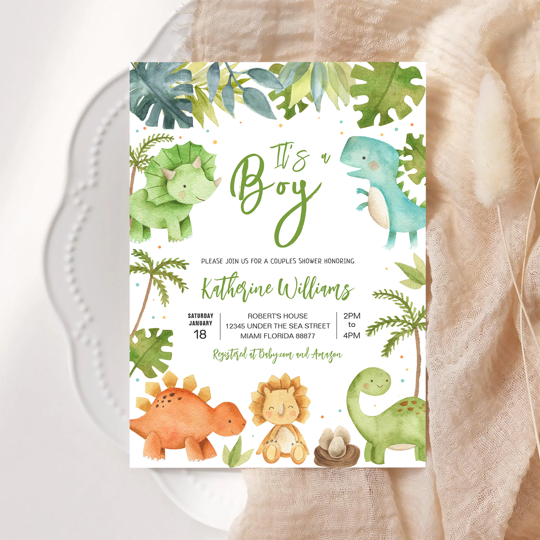 Dinosaur Boy Baby Shower Invitation - Image 6