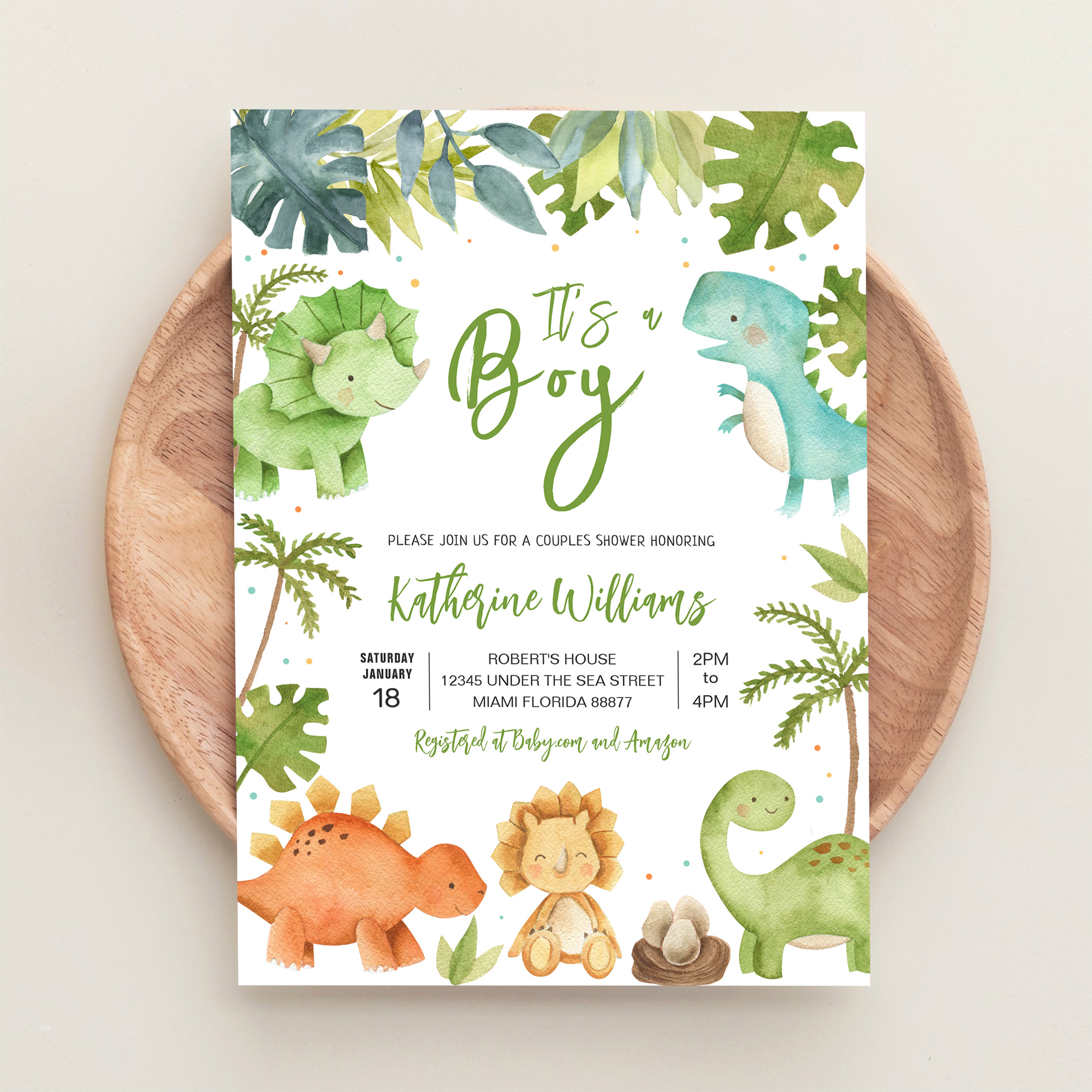 Dinosaur Boy Baby Shower Invitation - Image 7