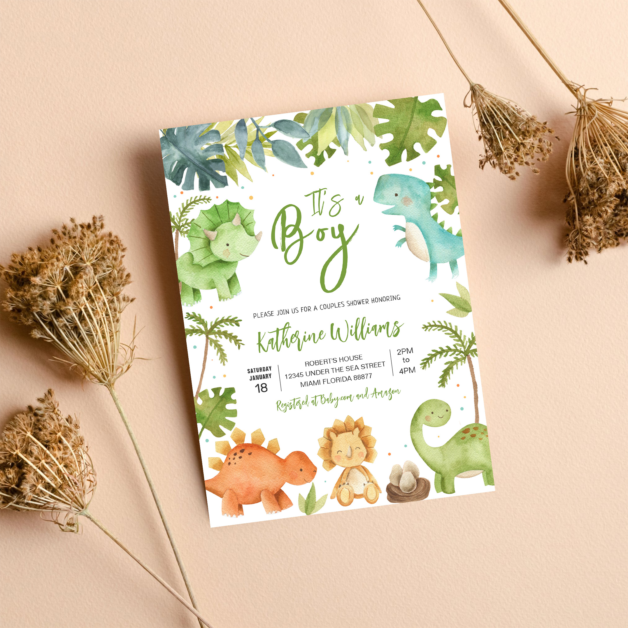 Dinosaur Boy Baby Shower Invitation - Image 8