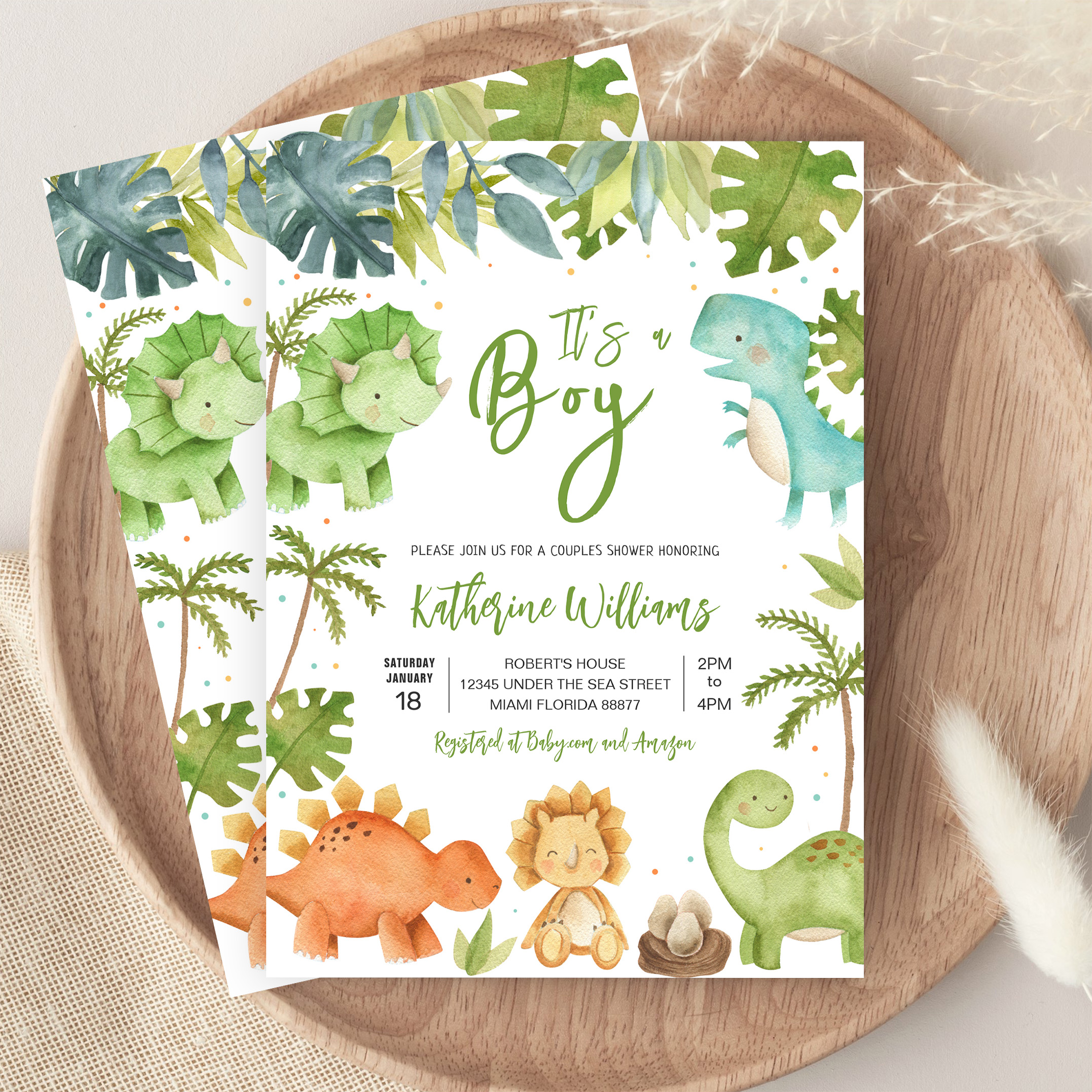 Dinosaur Boy Baby Shower Invitation - Image 9