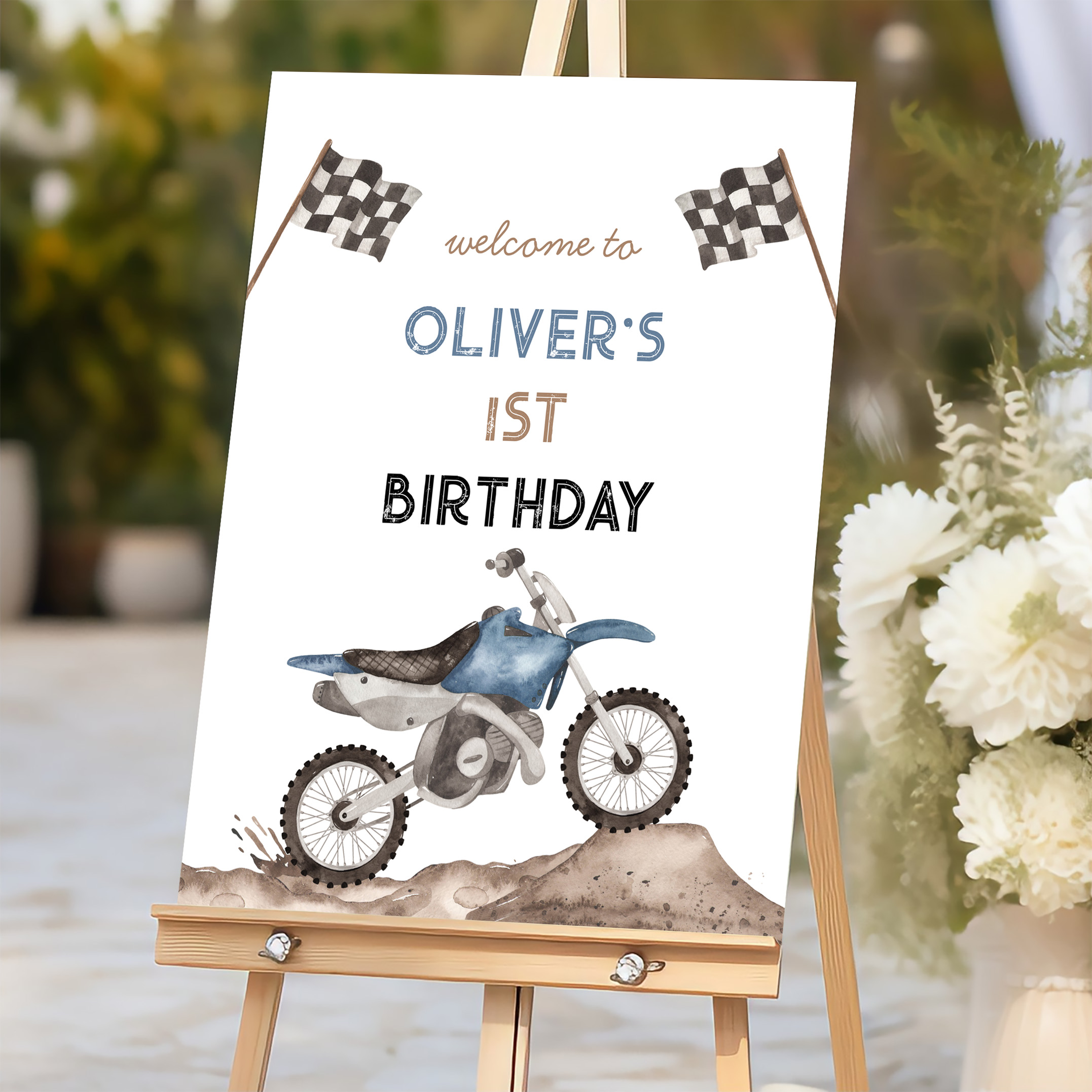 Dirt Bike Start Your Engine Birthday Welcome Sign