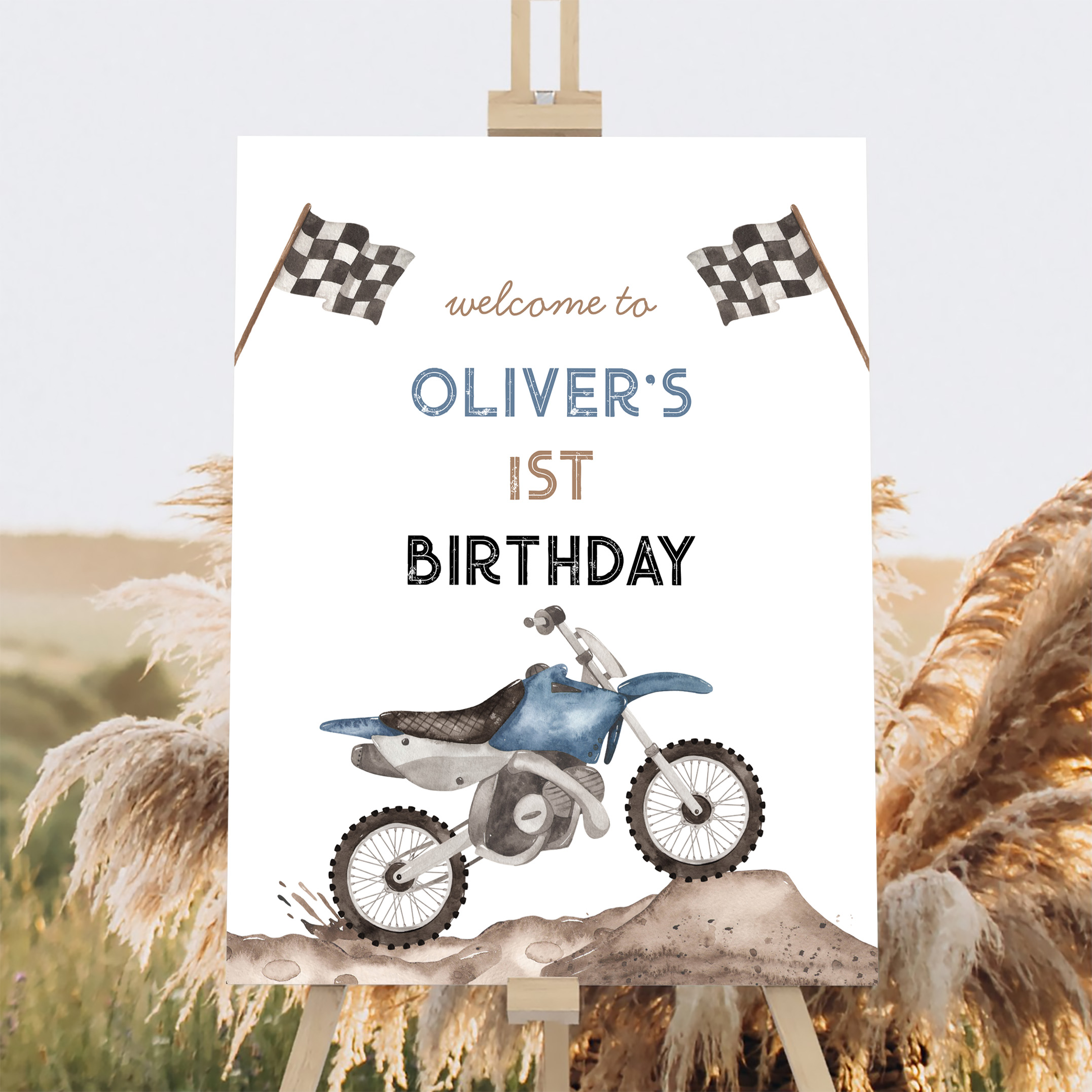 Dirt Bike Start Your Engine Birthday Welcome Sign - Image 2