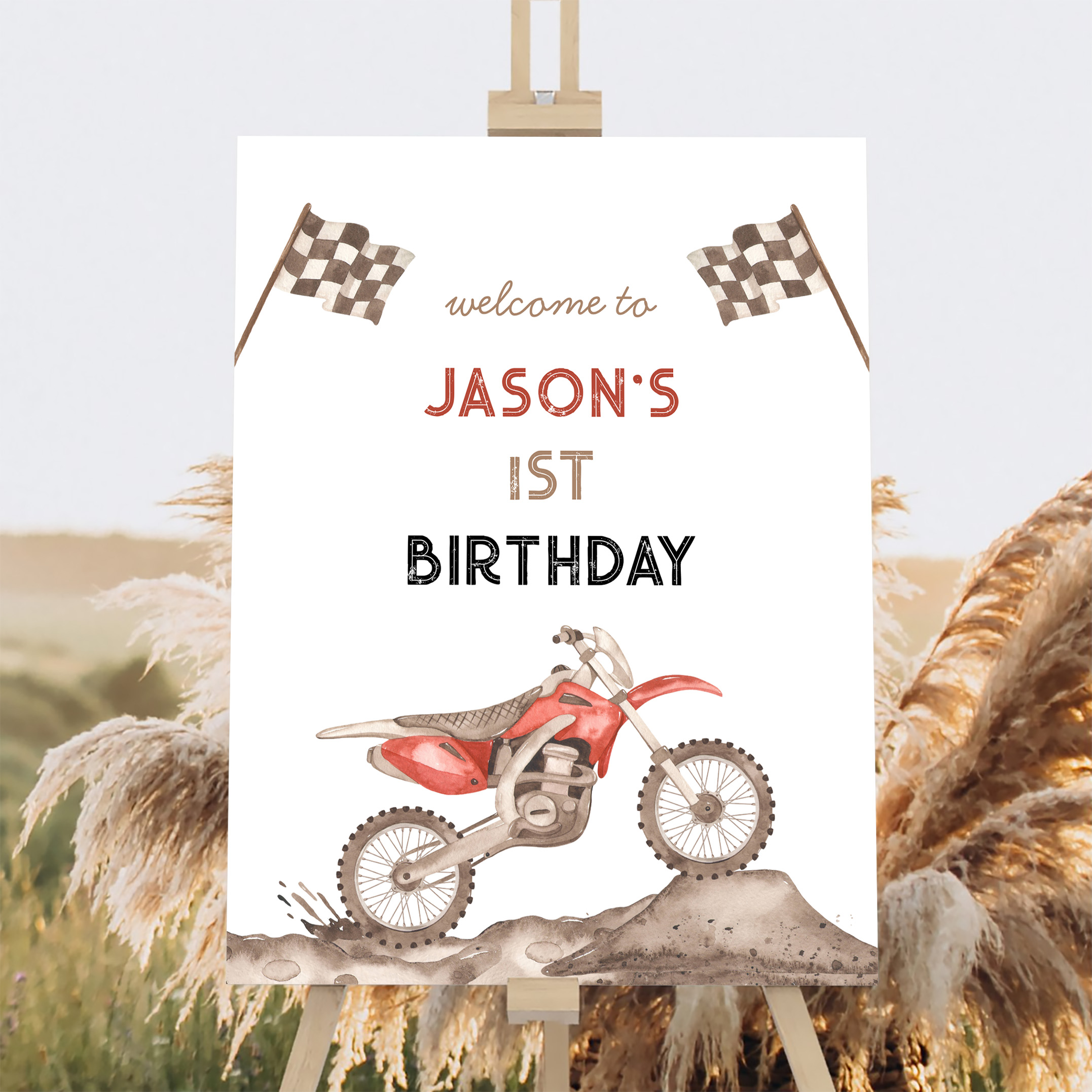 Dirt Bike Start Your Engine Birthday Welcome Sign - Image 2
