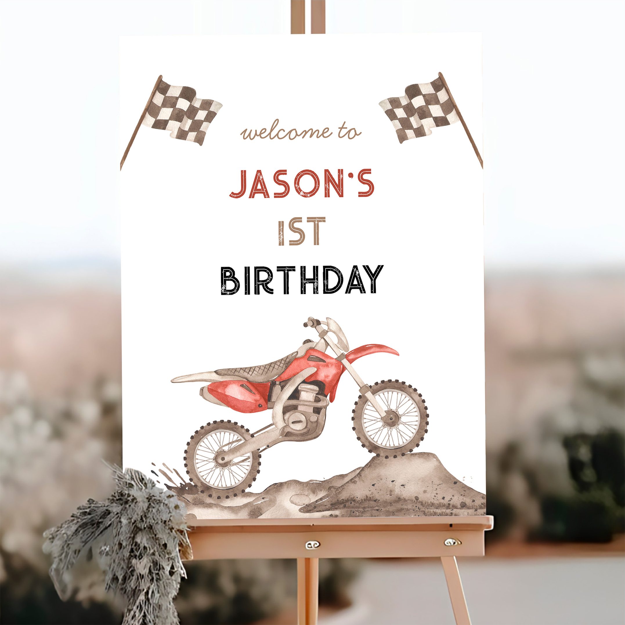 Dirt Bike Start Your Engine Birthday Welcome Sign - Image 3