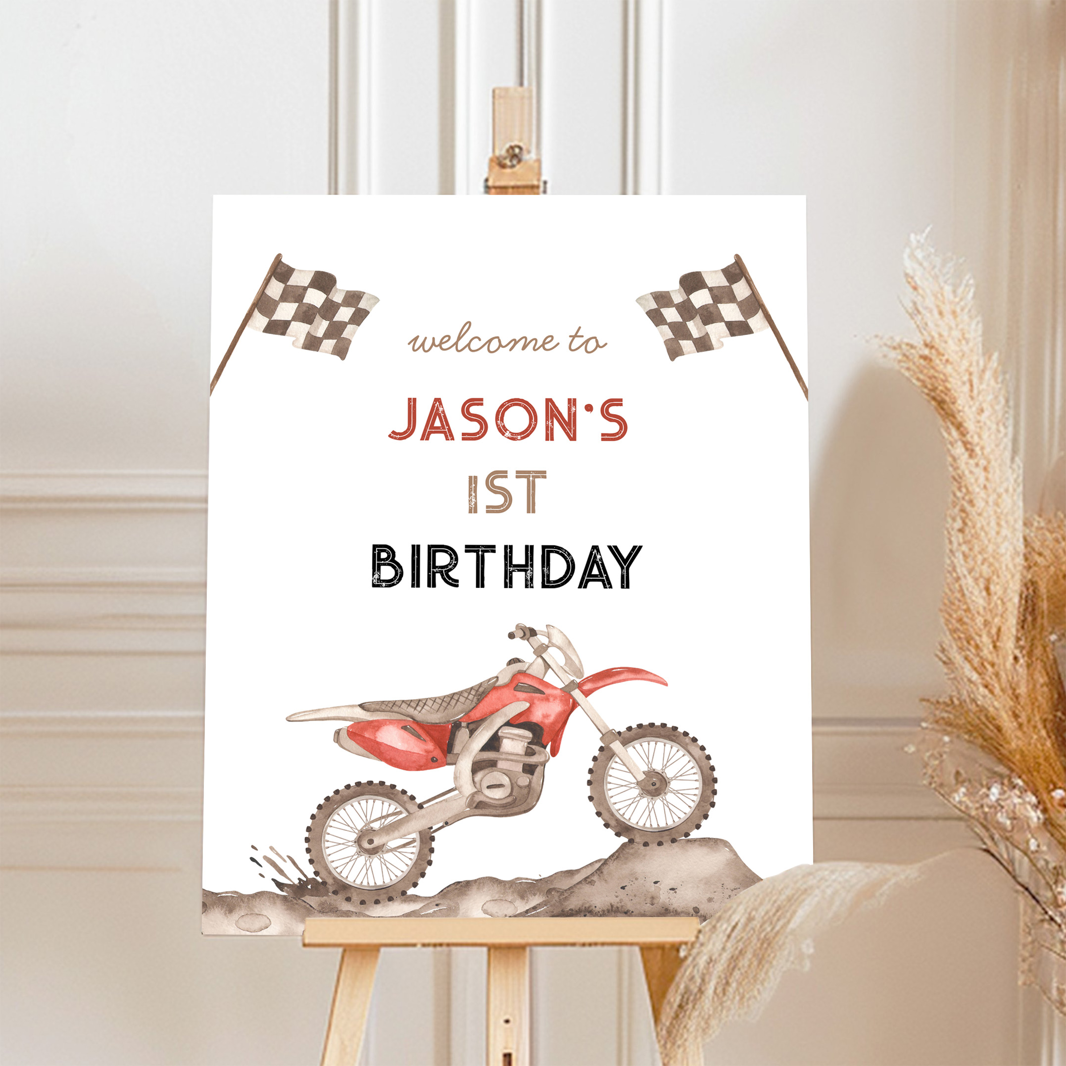 Dirt Bike Start Your Engine Birthday Welcome Sign - Image 4