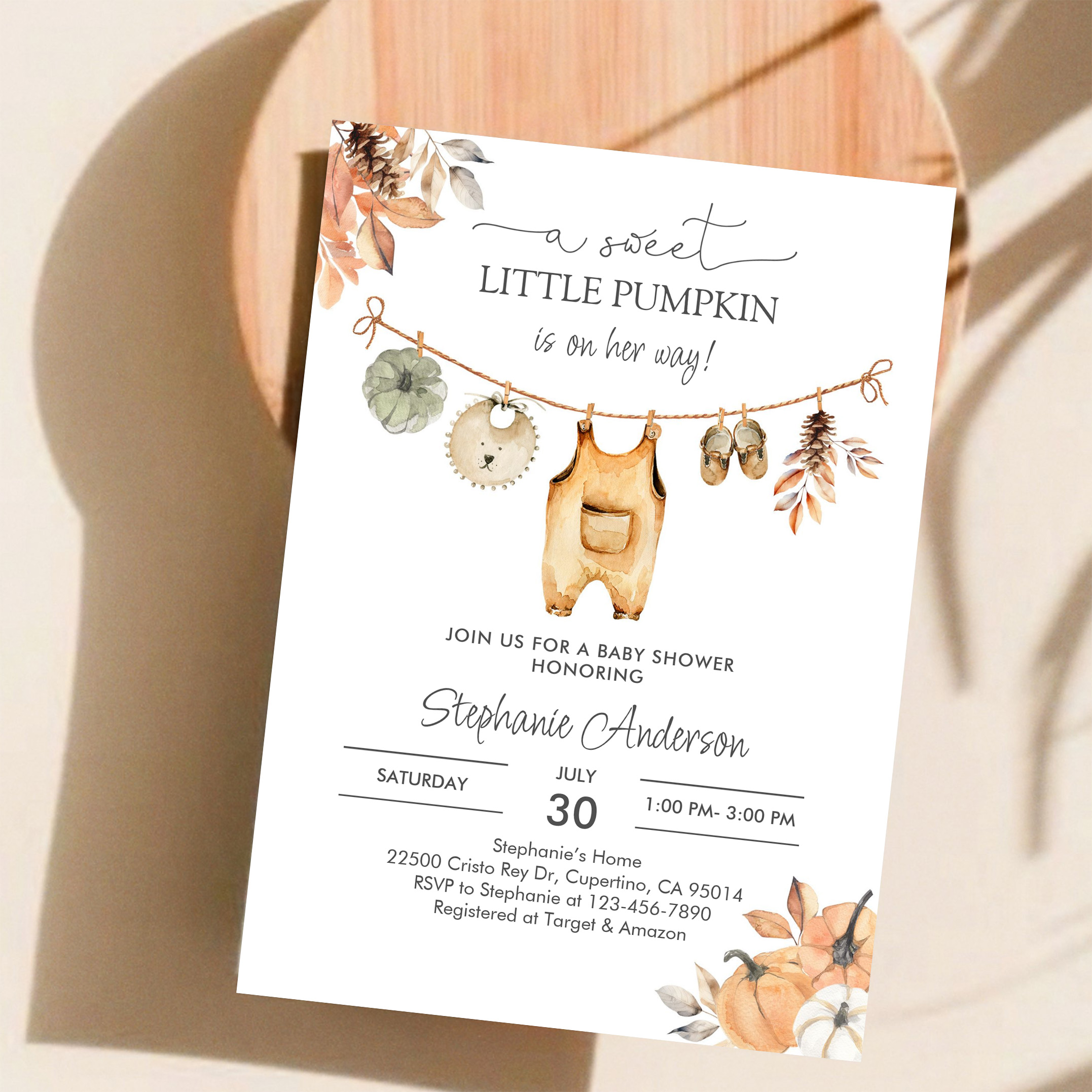 Fall Pumpkin Girl Baby Clothes Baby Shower Invitation - Image 11