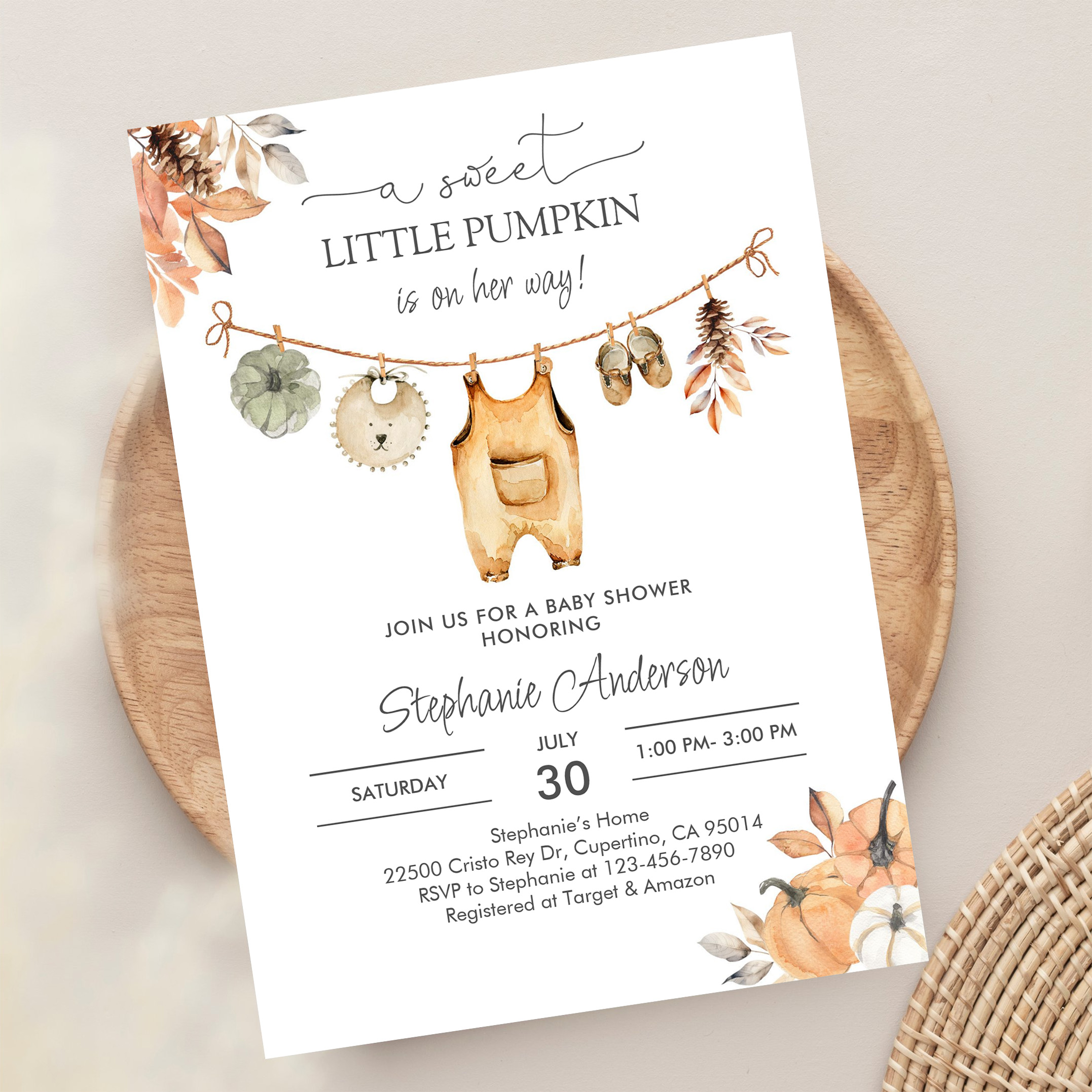 Fall Pumpkin Girl Baby Clothes Baby Shower Invitation - Image 13