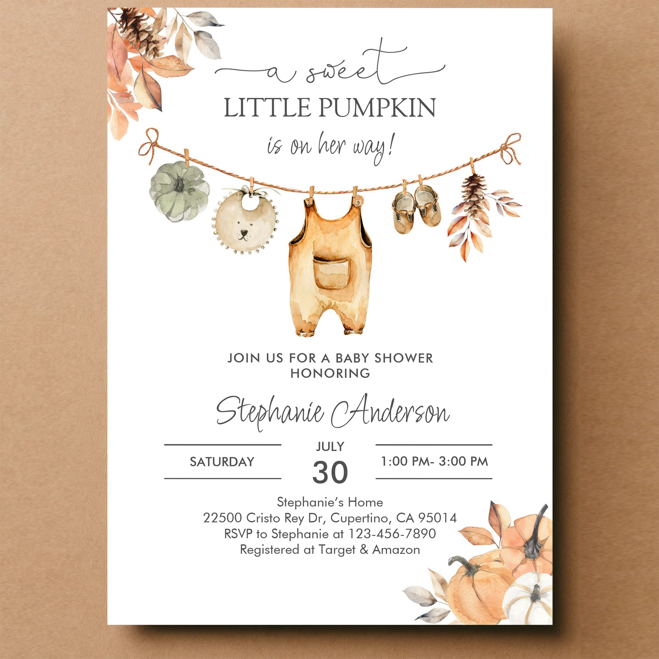 Fall Pumpkin Girl Baby Clothes Baby Shower Invitation - Image 14