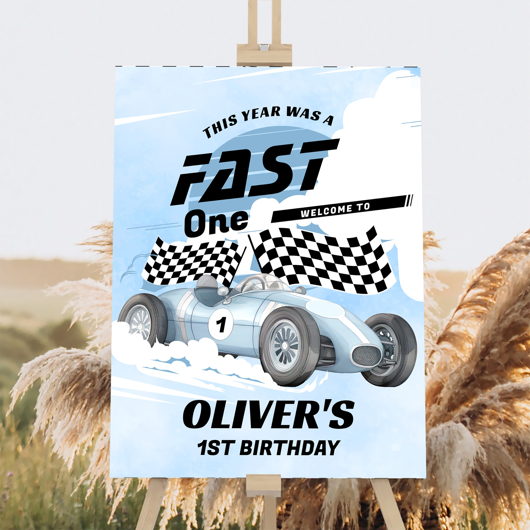 Fast One 1St Birthday Race Car Welcome Sign - Image 2