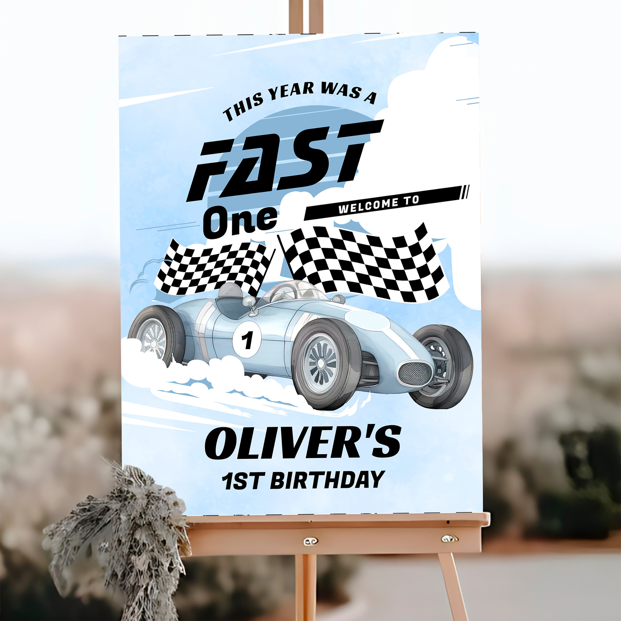 Fast One 1St Birthday Race Car Welcome Sign - Image 3