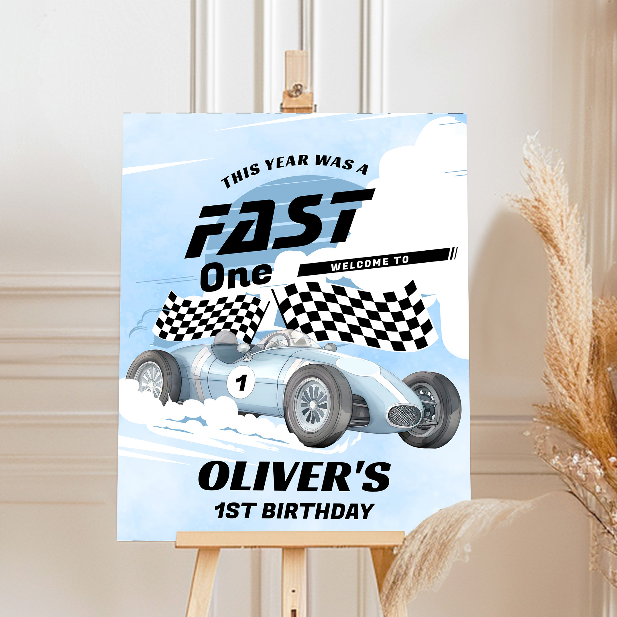 Fast One 1St Birthday Race Car Welcome Sign - Image 4