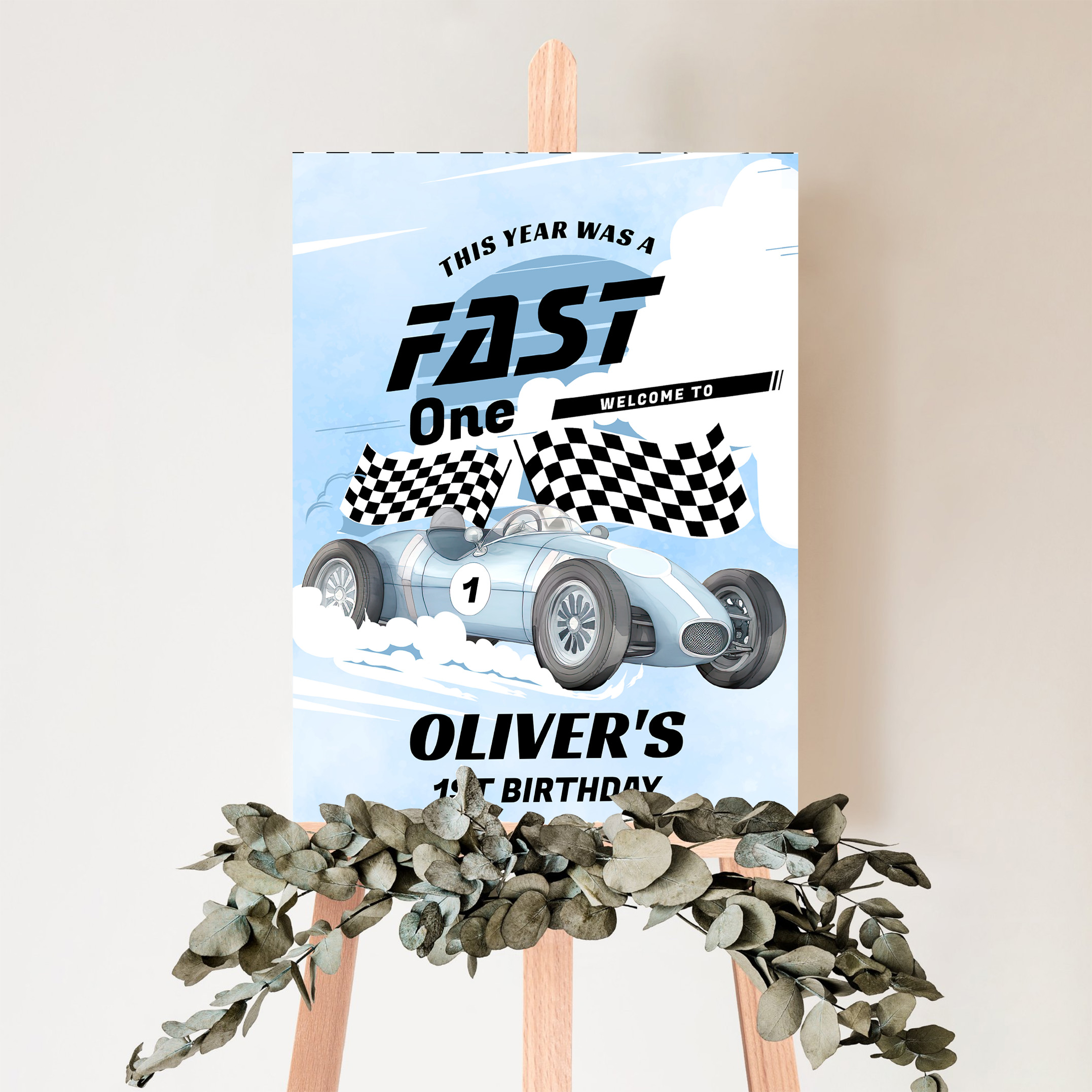Fast One 1St Birthday Race Car Welcome Sign - Image 5