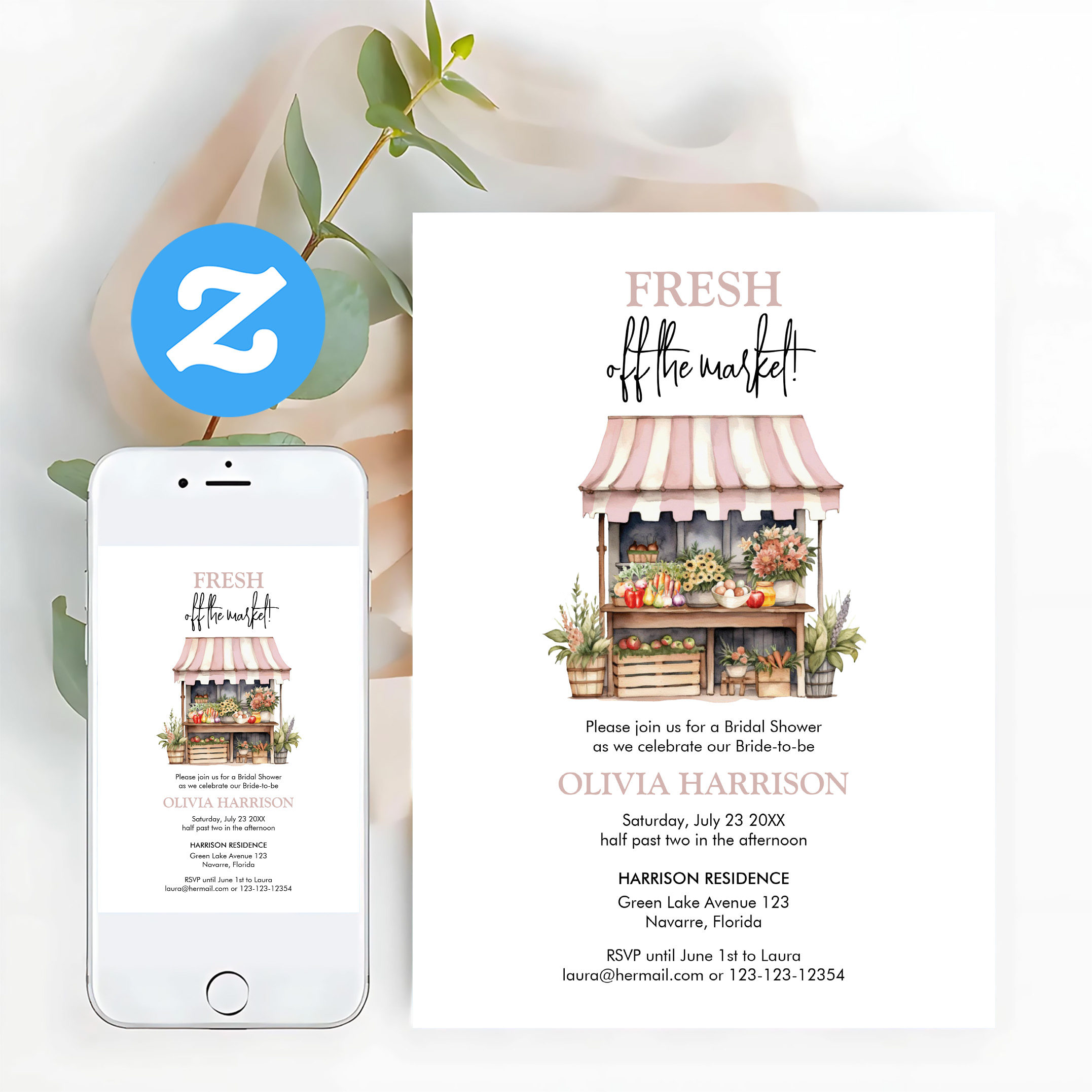 Fresh Off The Market Farmers Market Bridal Shower Invitation - Image 12