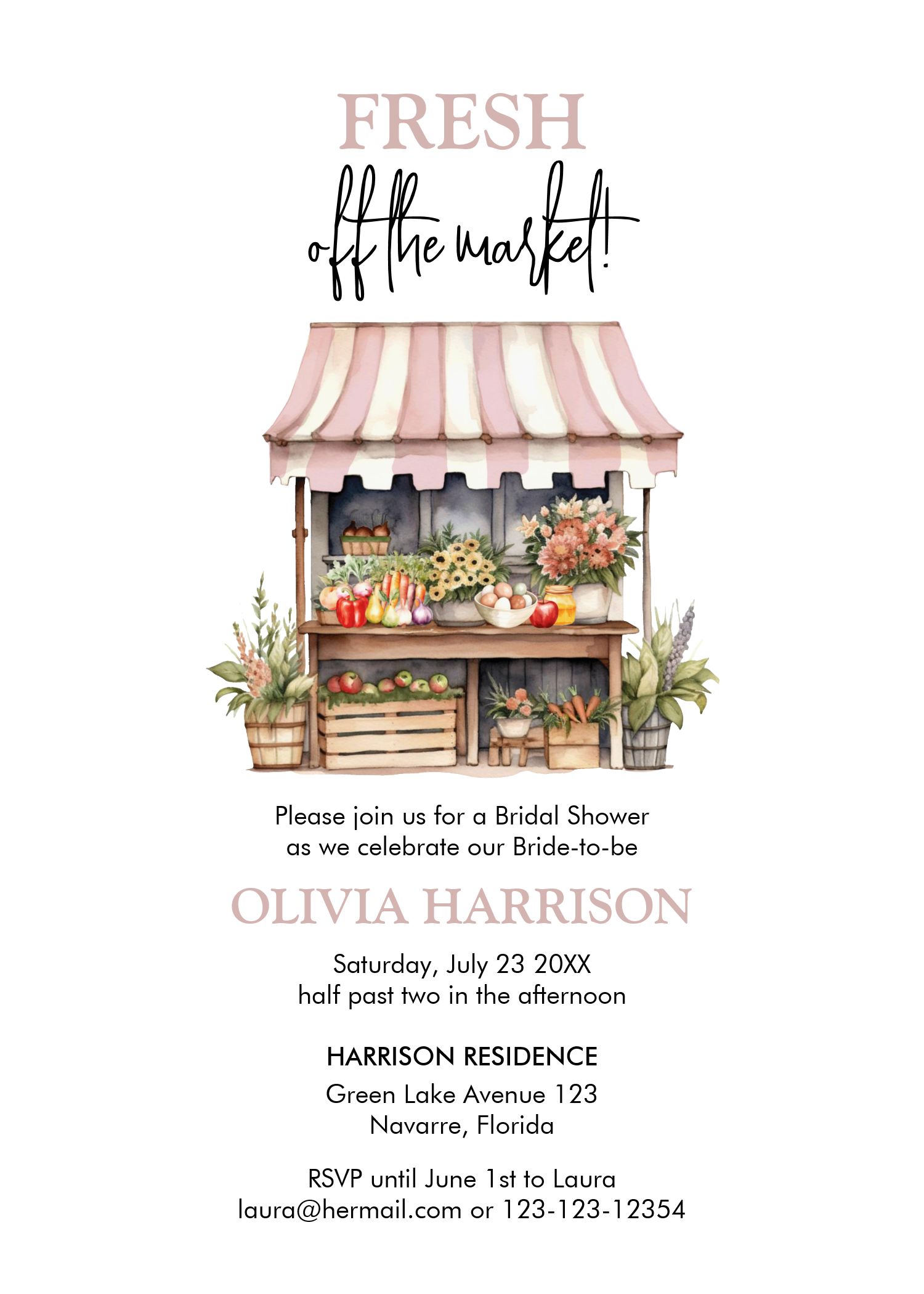Fresh Off The Market Farmers Market Bridal Shower Invitation