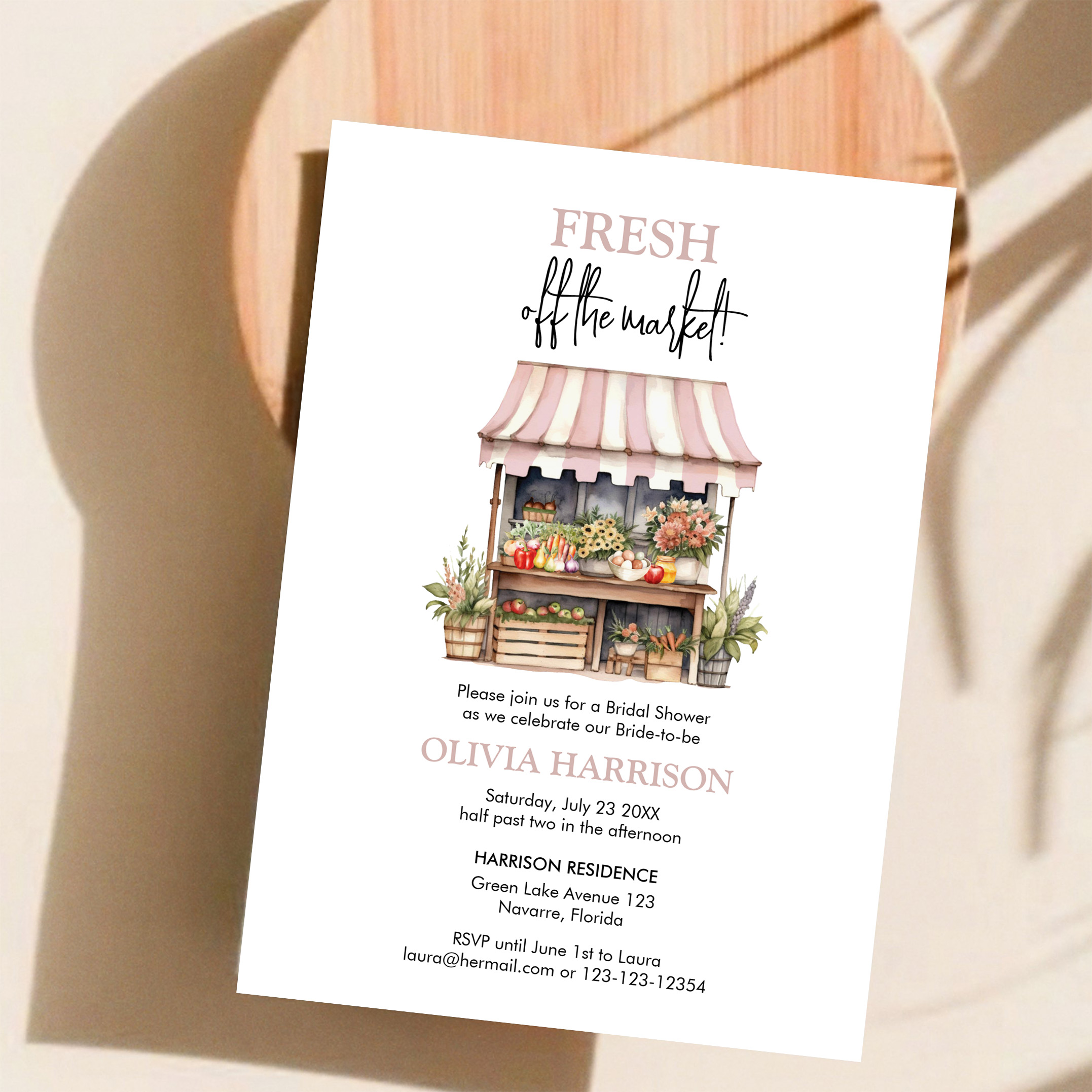 Fresh Off The Market Farmers Market Bridal Shower Invitation - Image 11