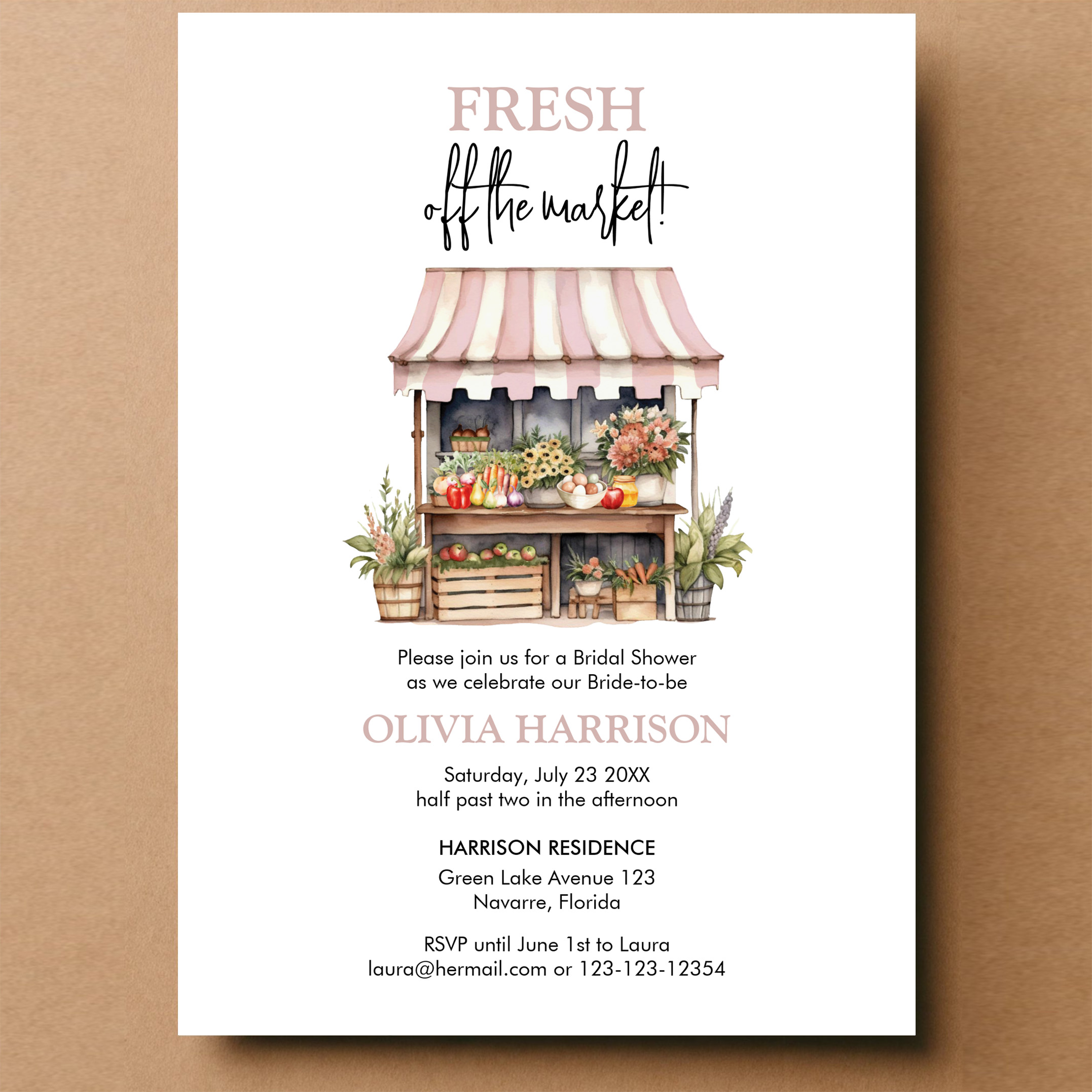 Fresh Off The Market Farmers Market Bridal Shower Invitation - Image 14
