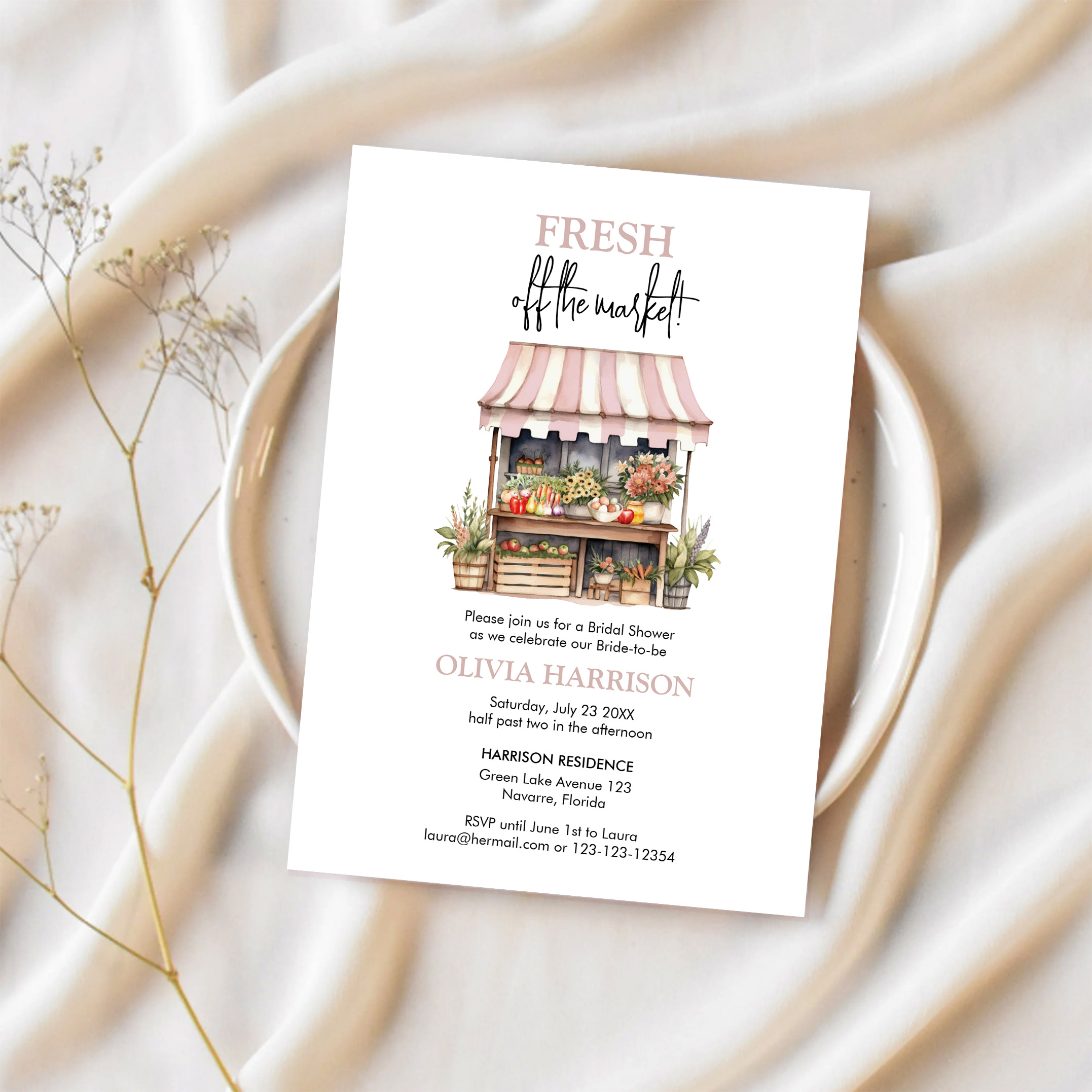 Fresh Off The Market Farmers Market Bridal Shower Invitation - Image 2