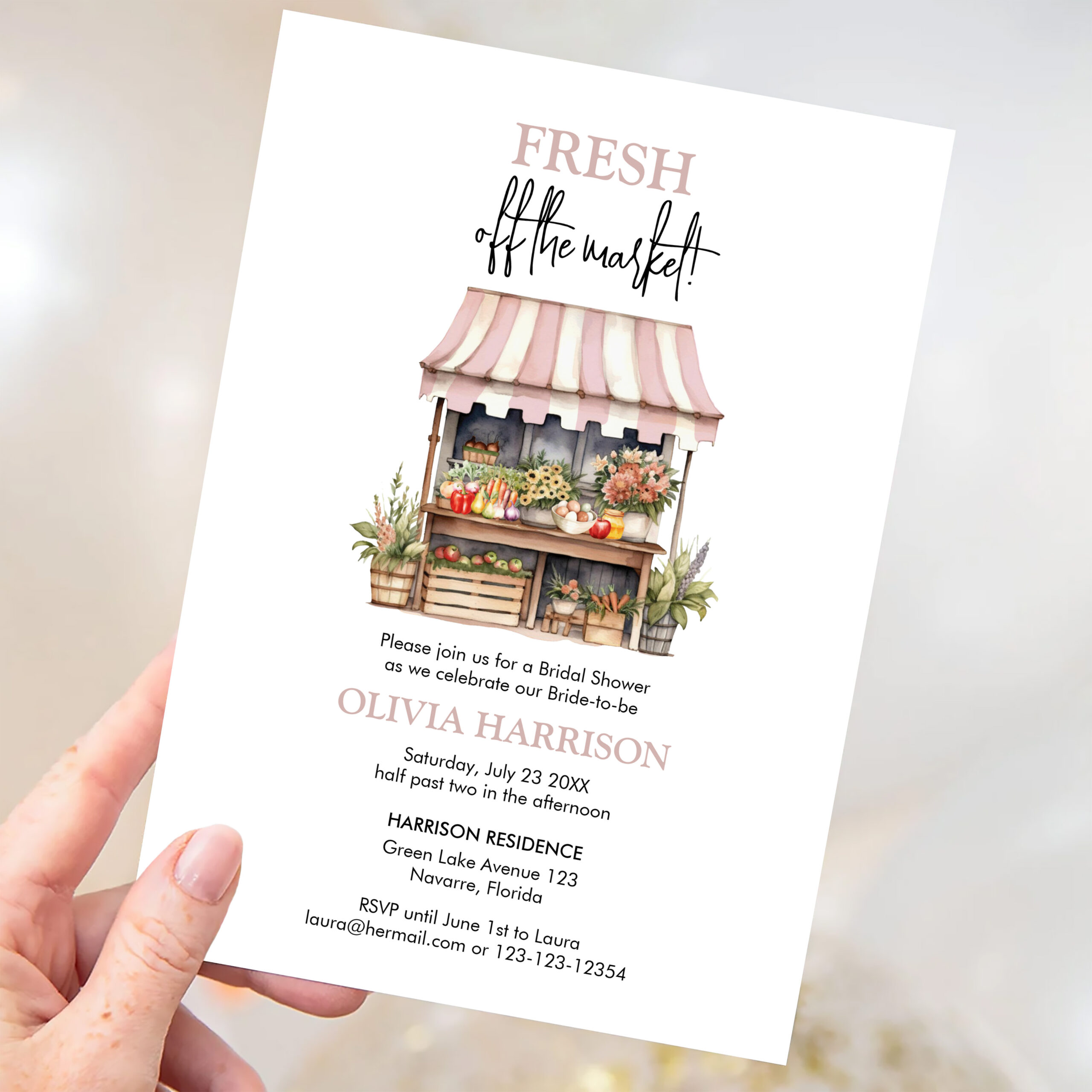 Fresh Off The Market Farmers Market Bridal Shower Invitation - Image 3
