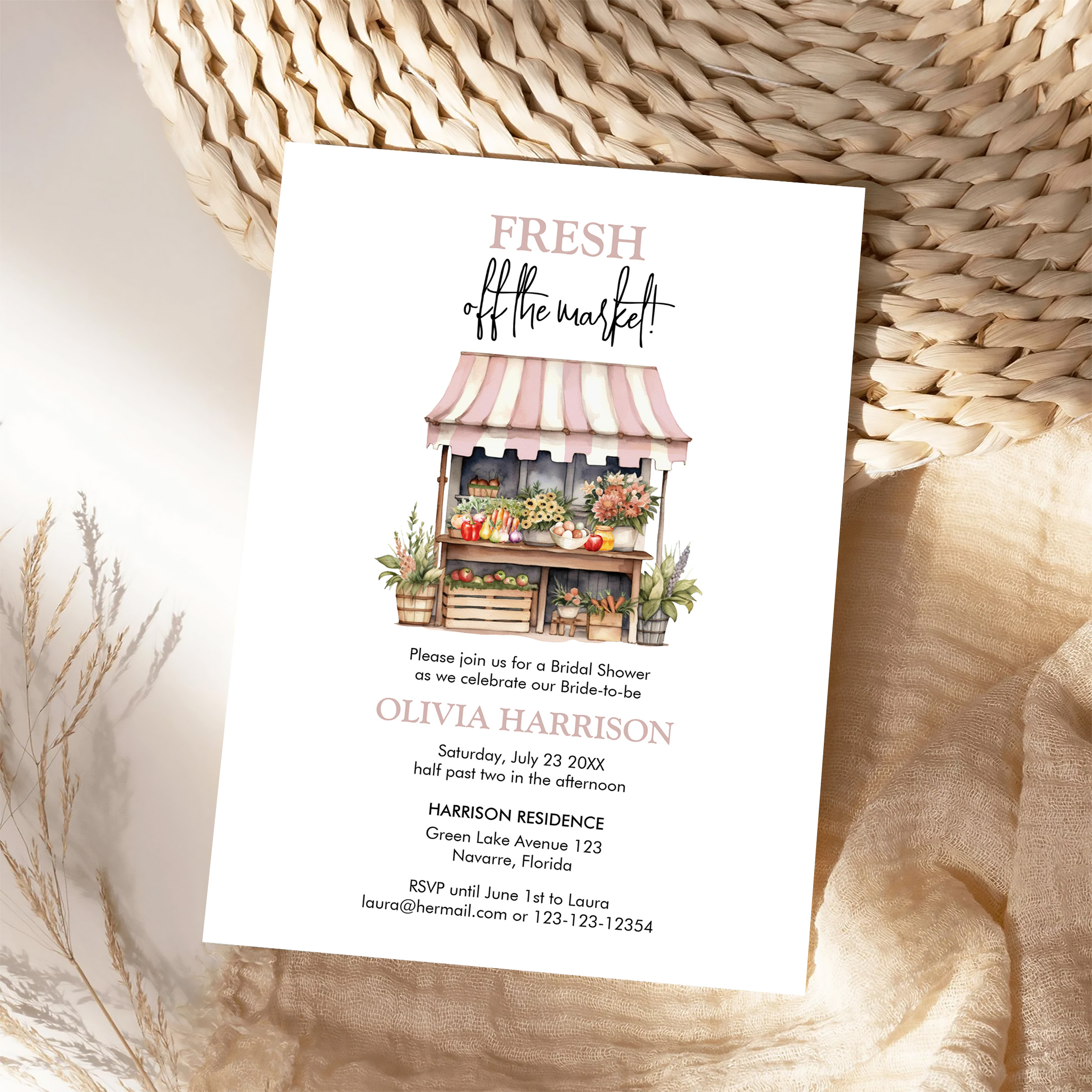 Fresh Off The Market Farmers Market Bridal Shower Invitation - Image 4