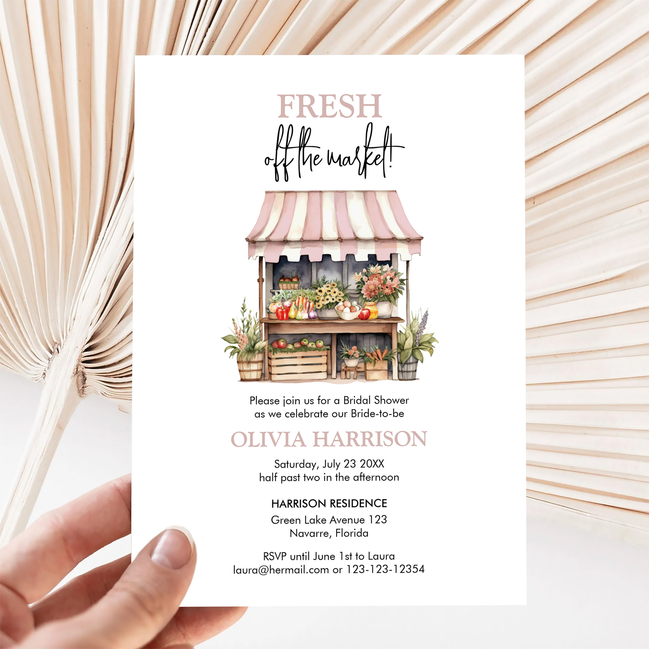 Fresh Off The Market Farmers Market Bridal Shower Invitation - Image 5