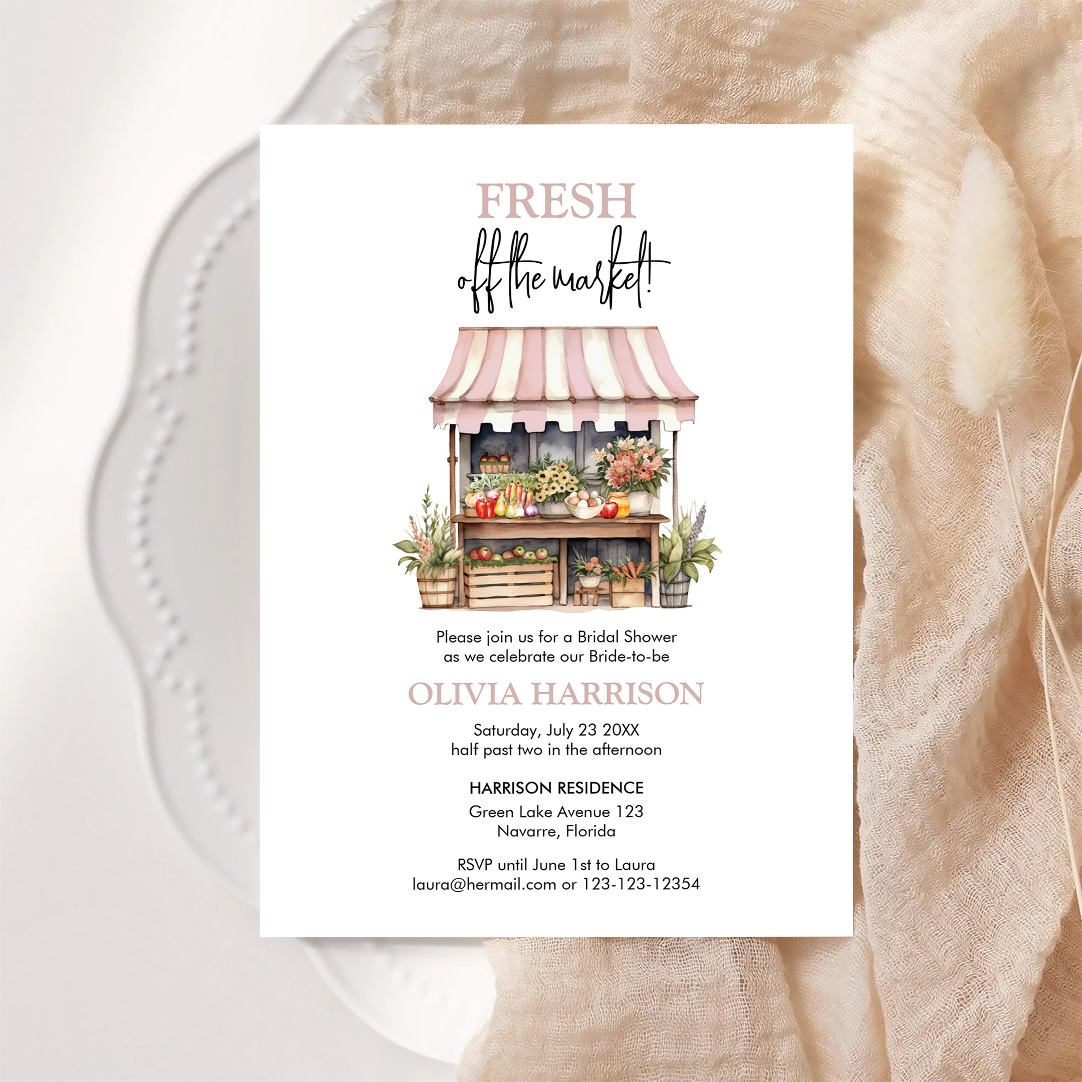 Fresh Off The Market Farmers Market Bridal Shower Invitation - Image 6