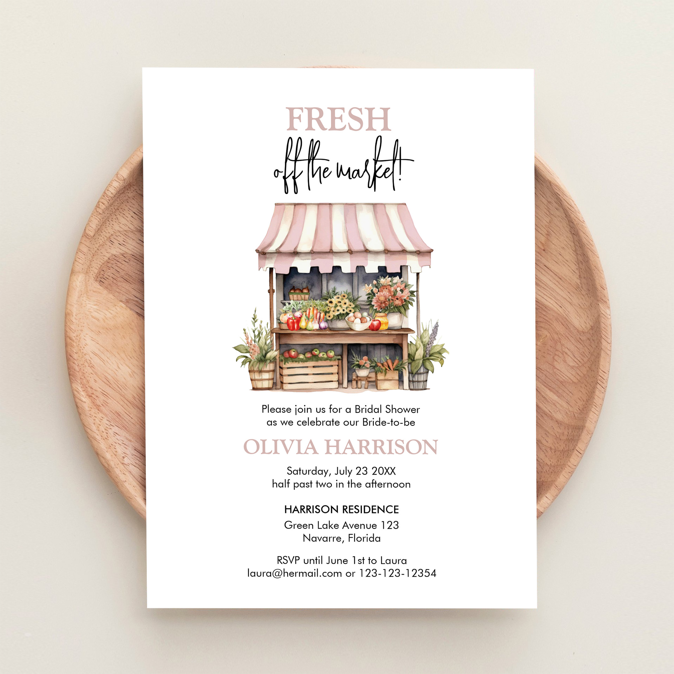 Fresh Off The Market Farmers Market Bridal Shower Invitation - Image 7